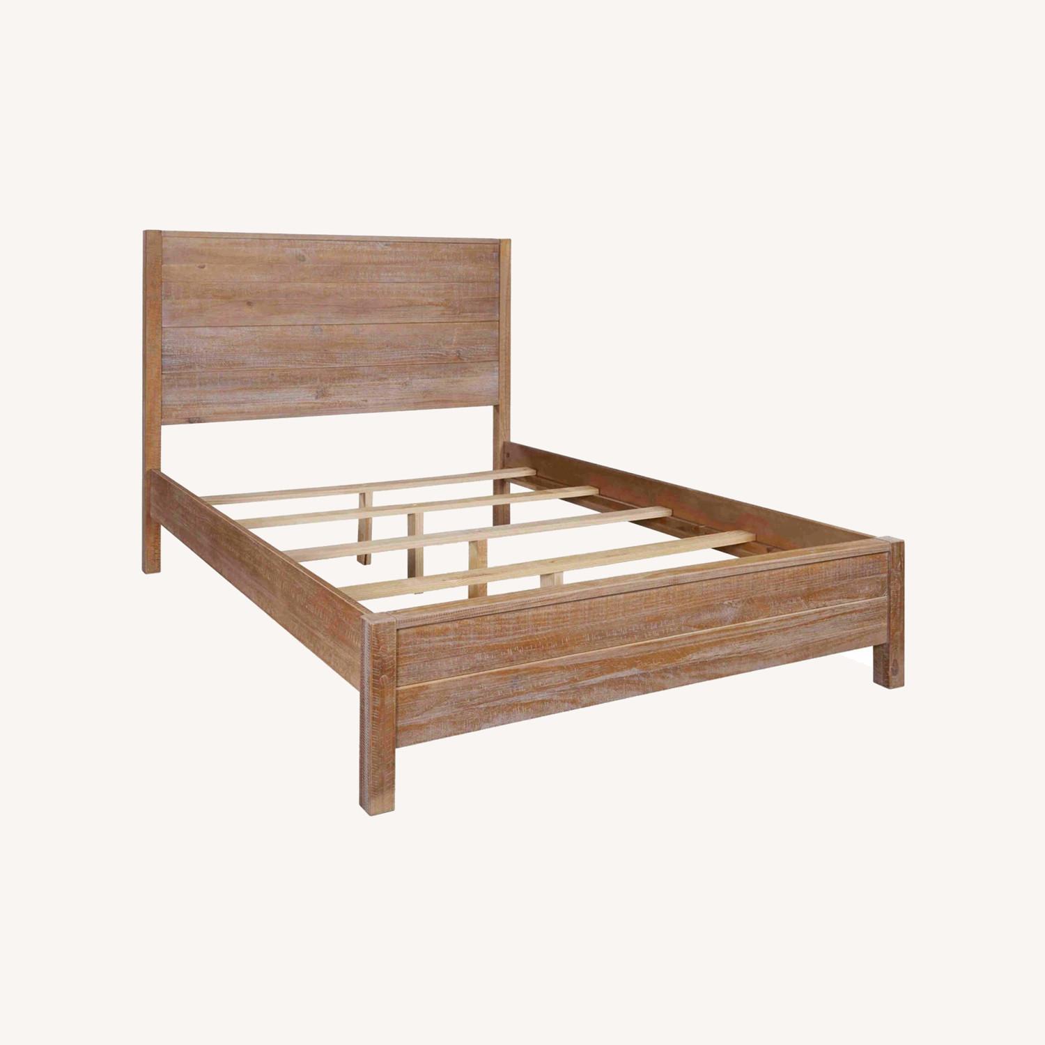 Pine Wood Natural Scandinavian Queen Bed - image-0