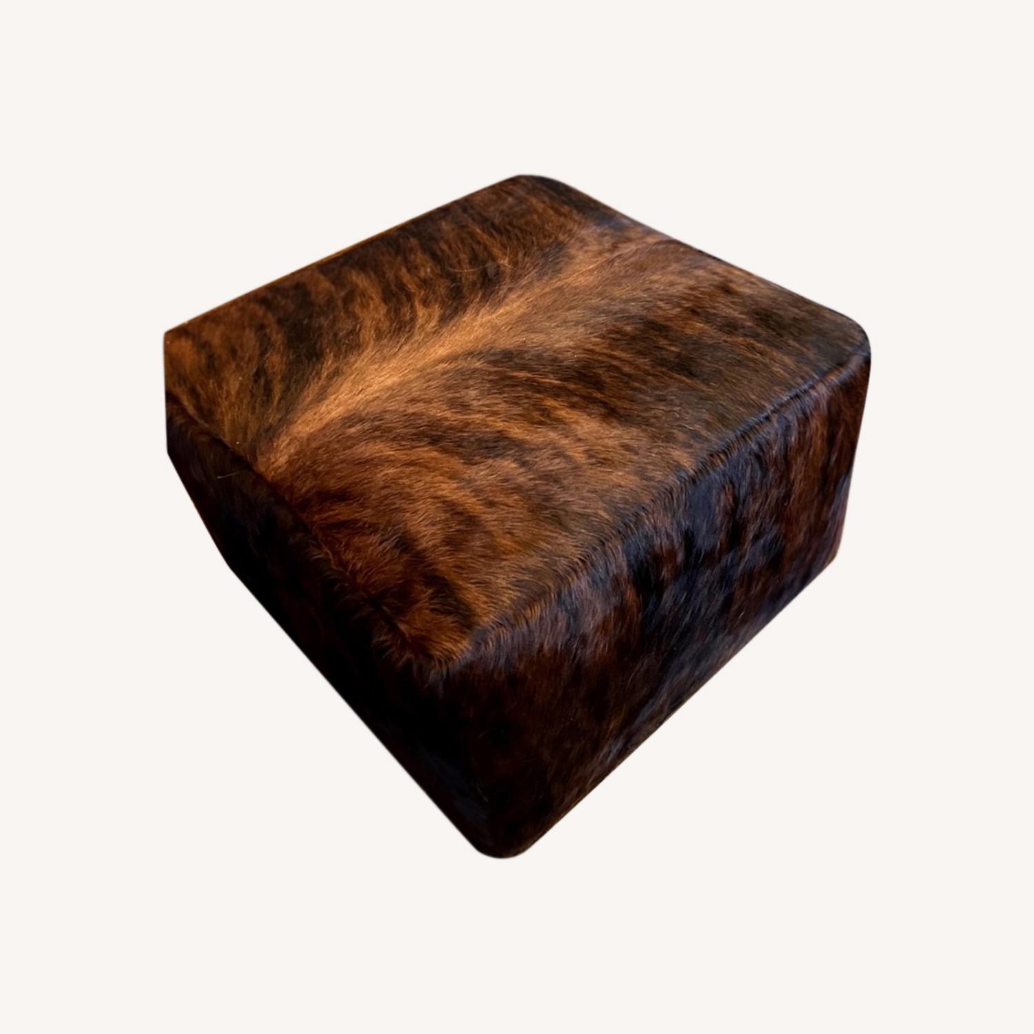 Arhaus Hide Leather Ottoman (2) - image-0