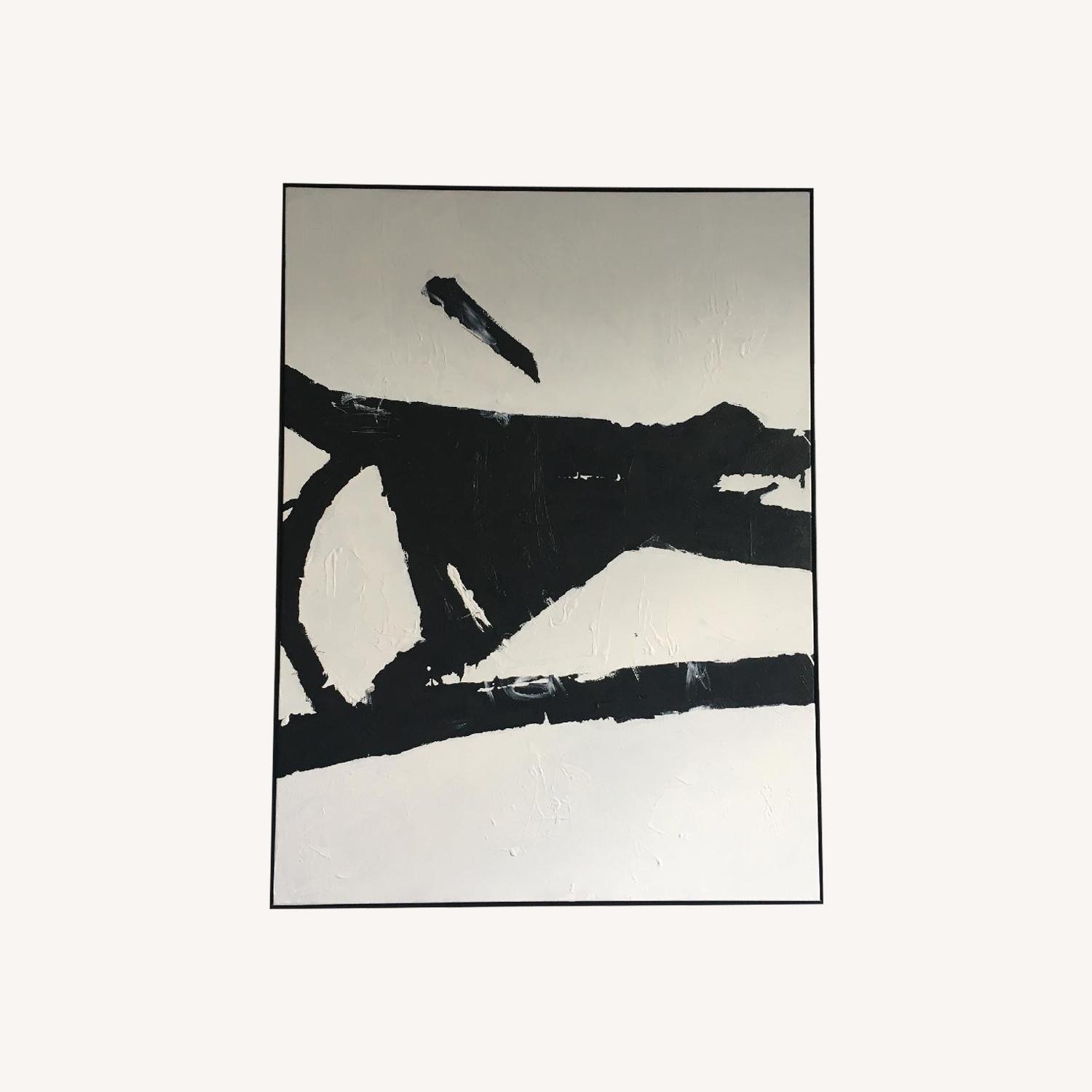 Oversize Black & White Minimalist Canvas Painting - image-0