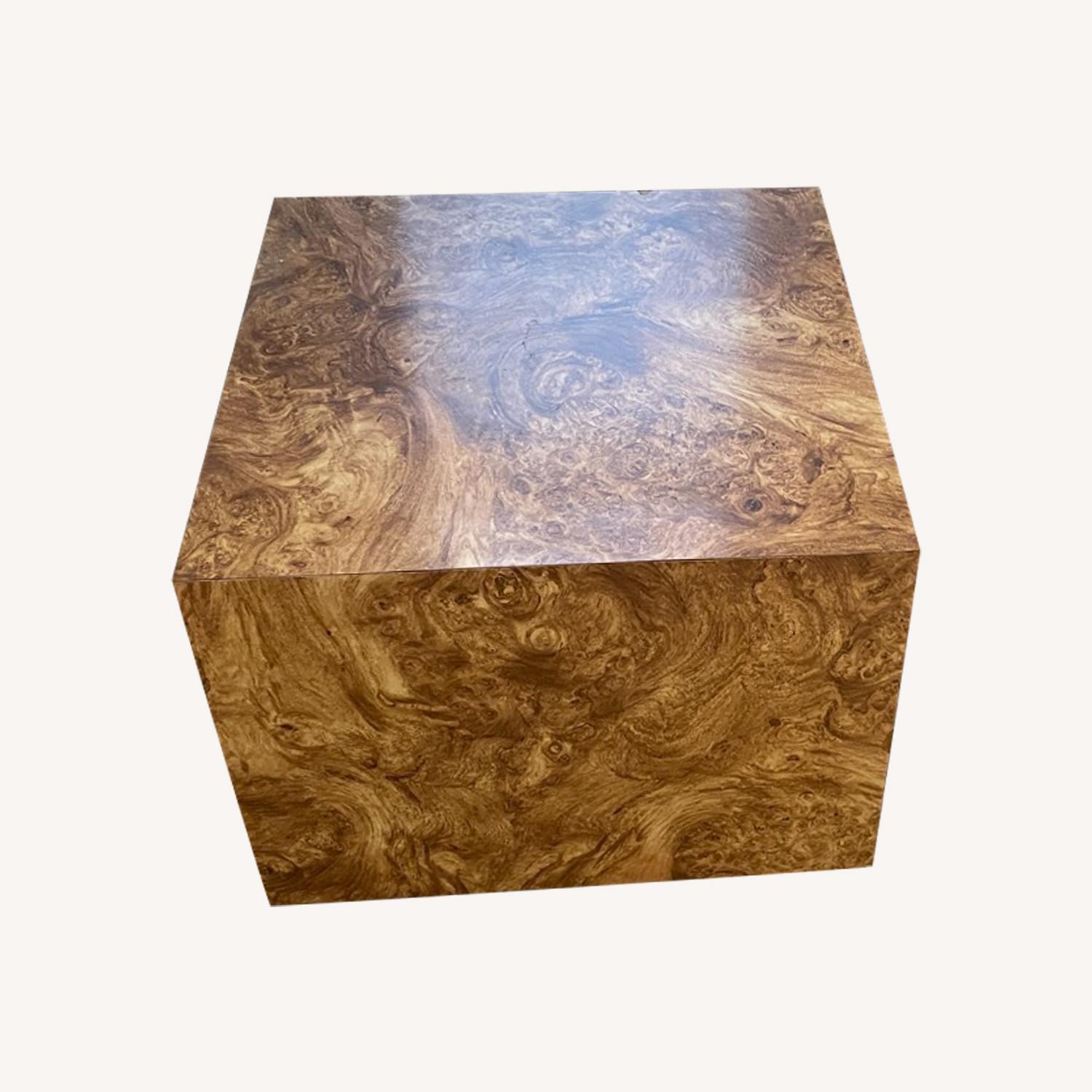 Faux Burlwood Laminate Cube Table - image-0