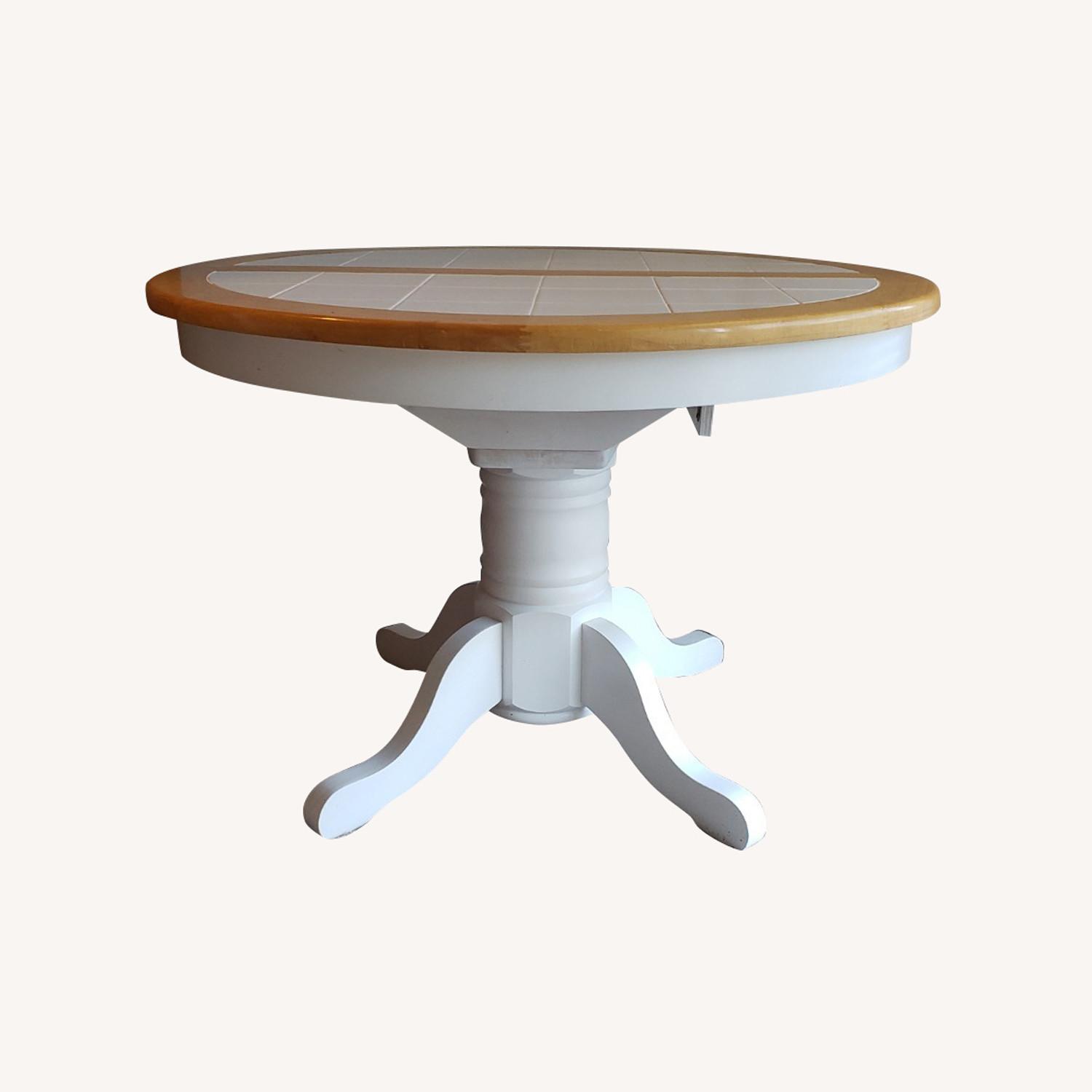 Expandable Pedestal Table w Tile Inlay - image-0