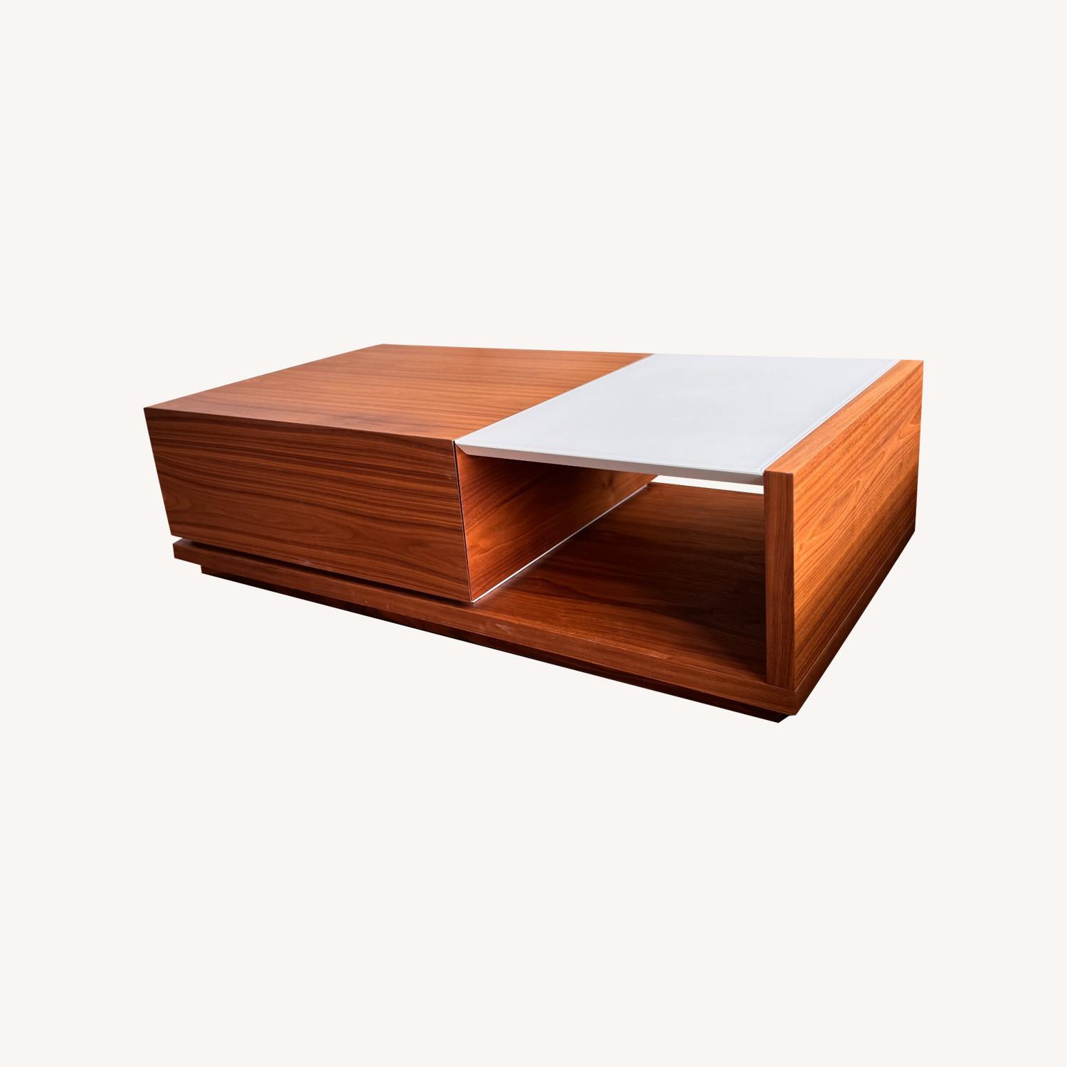 Rove Concepts Walnut & Frosted Glass Cofee Table - image-0