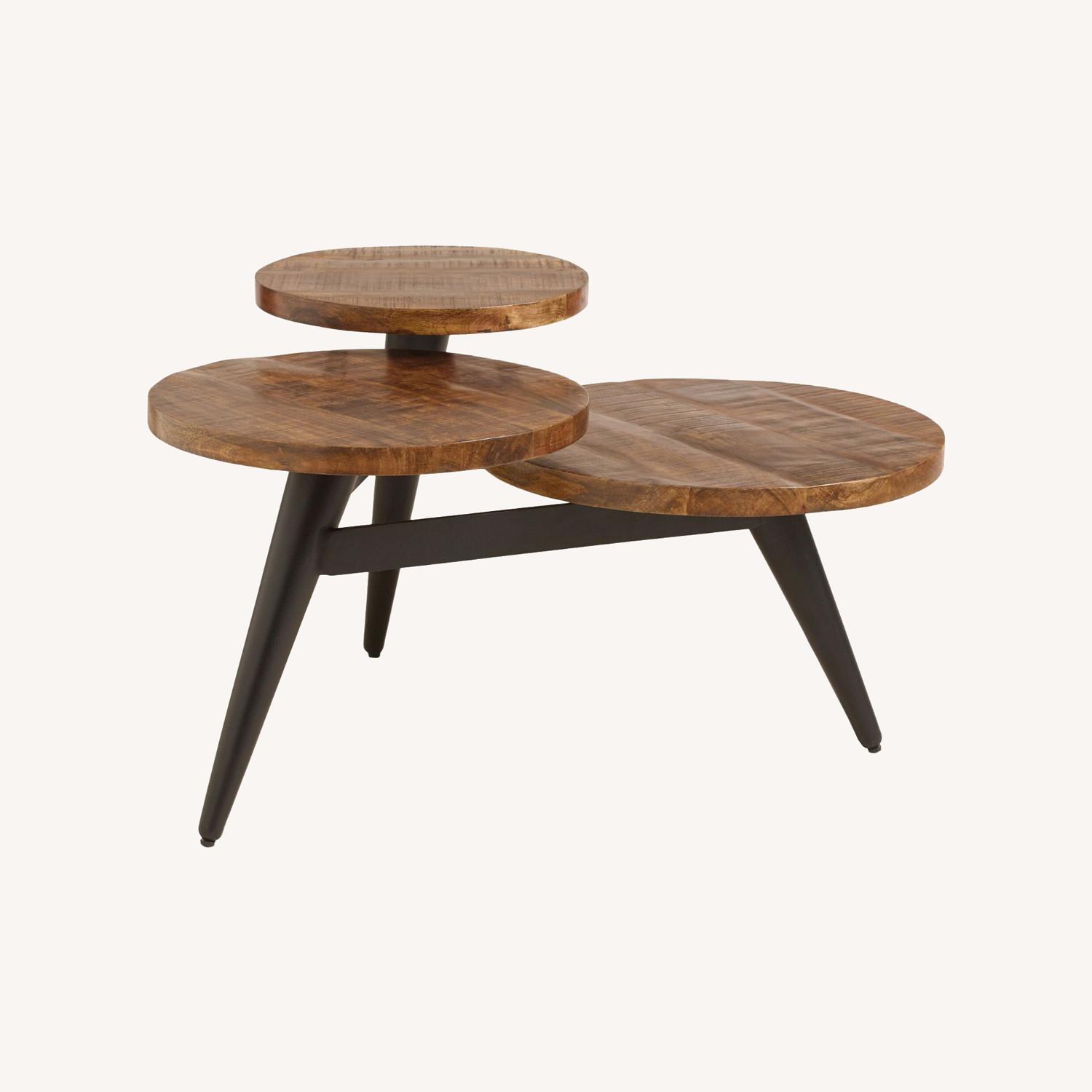 Wood and Metal Multi Level Coffee Table - image-0