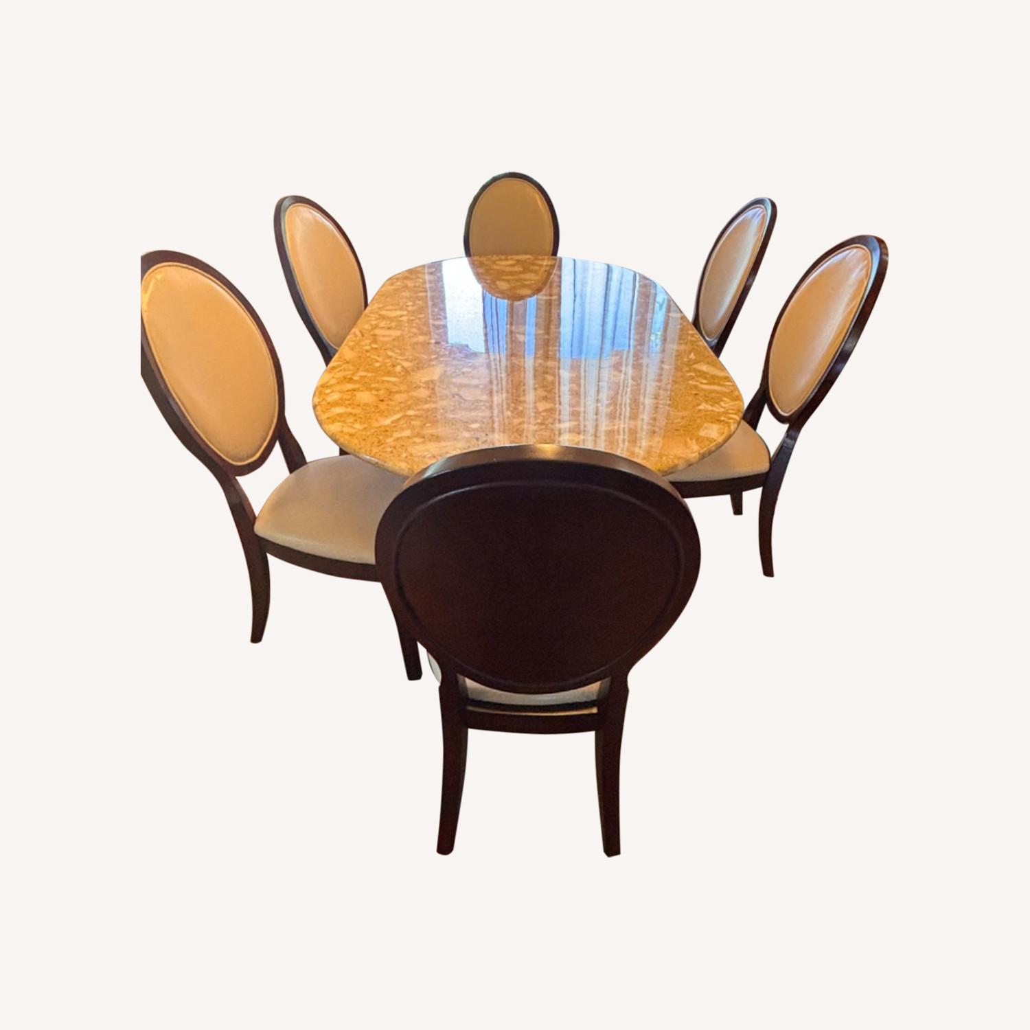 Marble Dining Table with 6 Chairs - image-0