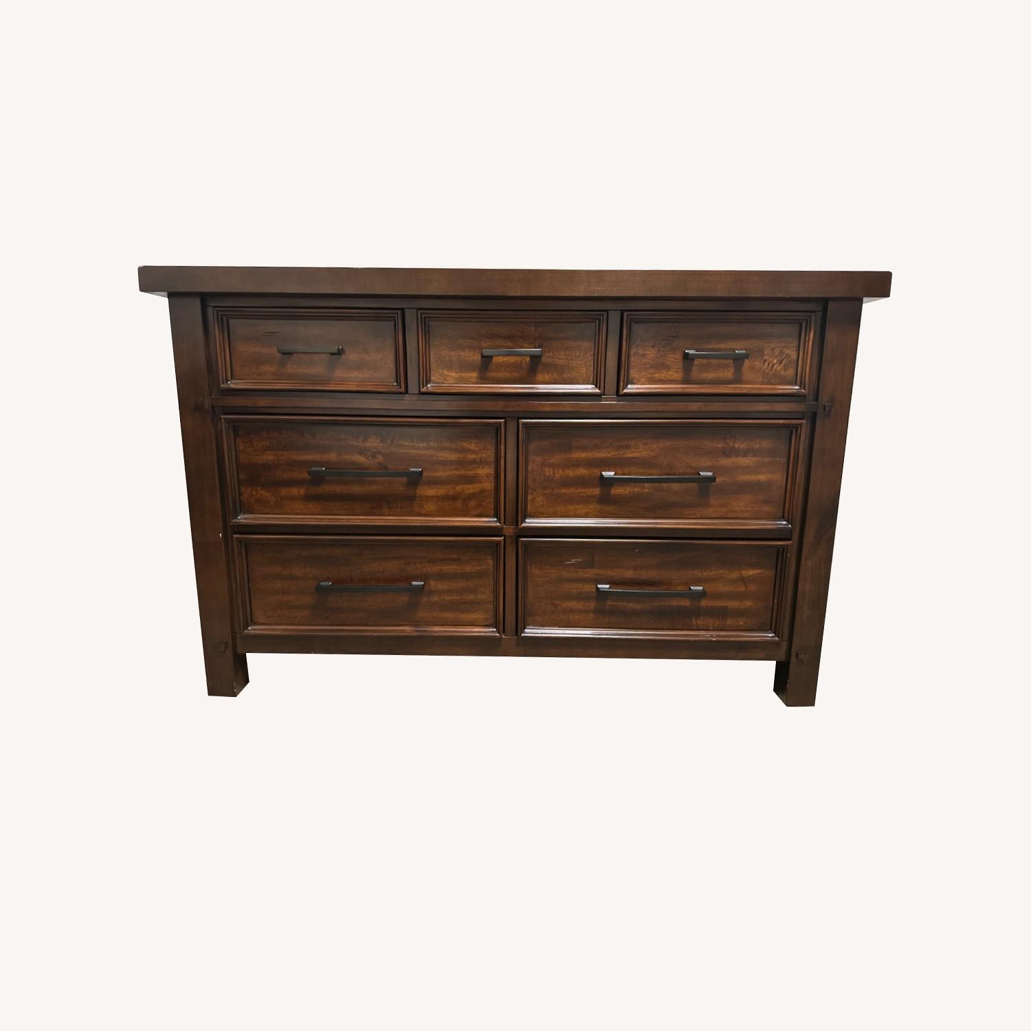 Dark Wood 7 Drawer Dresser - image-0
