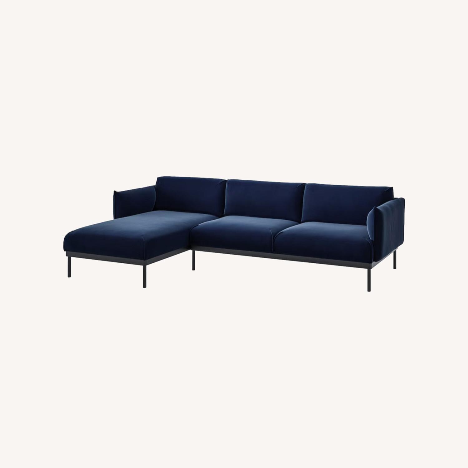 IKEA Sofa with Chaise in Dark Blue - image-0