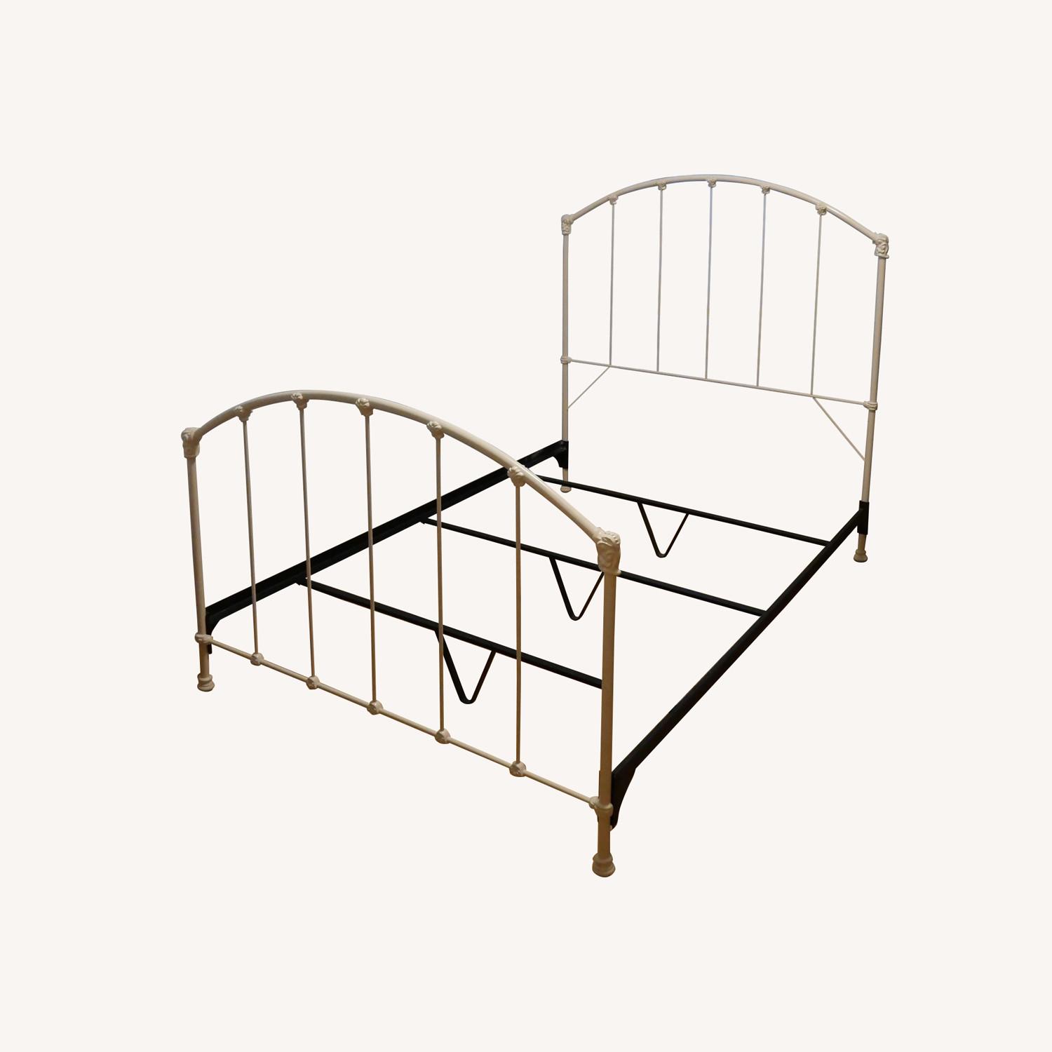 White Metal Bedframe - Long's Bedding - image-0