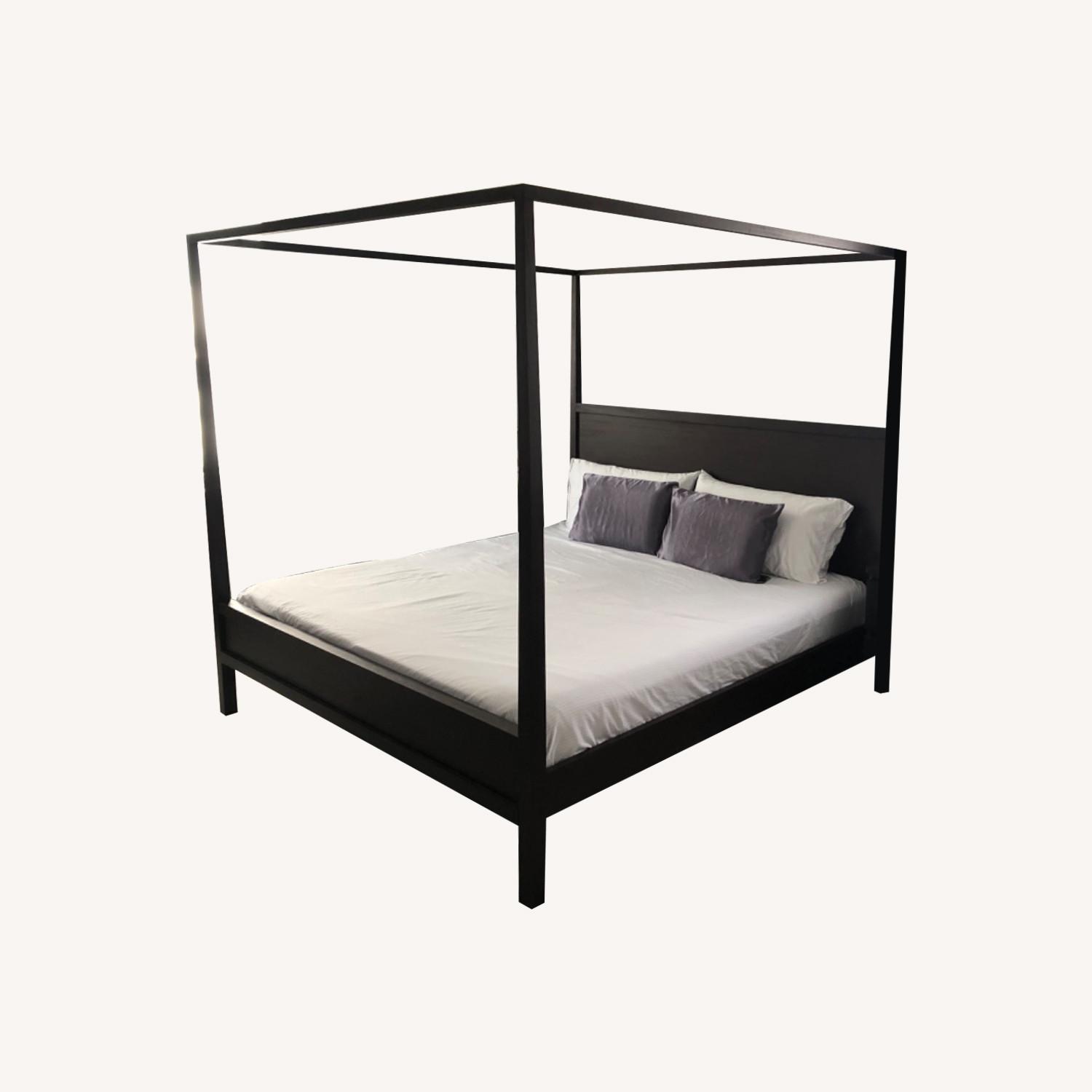 Crate + Barrel Espresso Wood King Canopy Bed - image-8