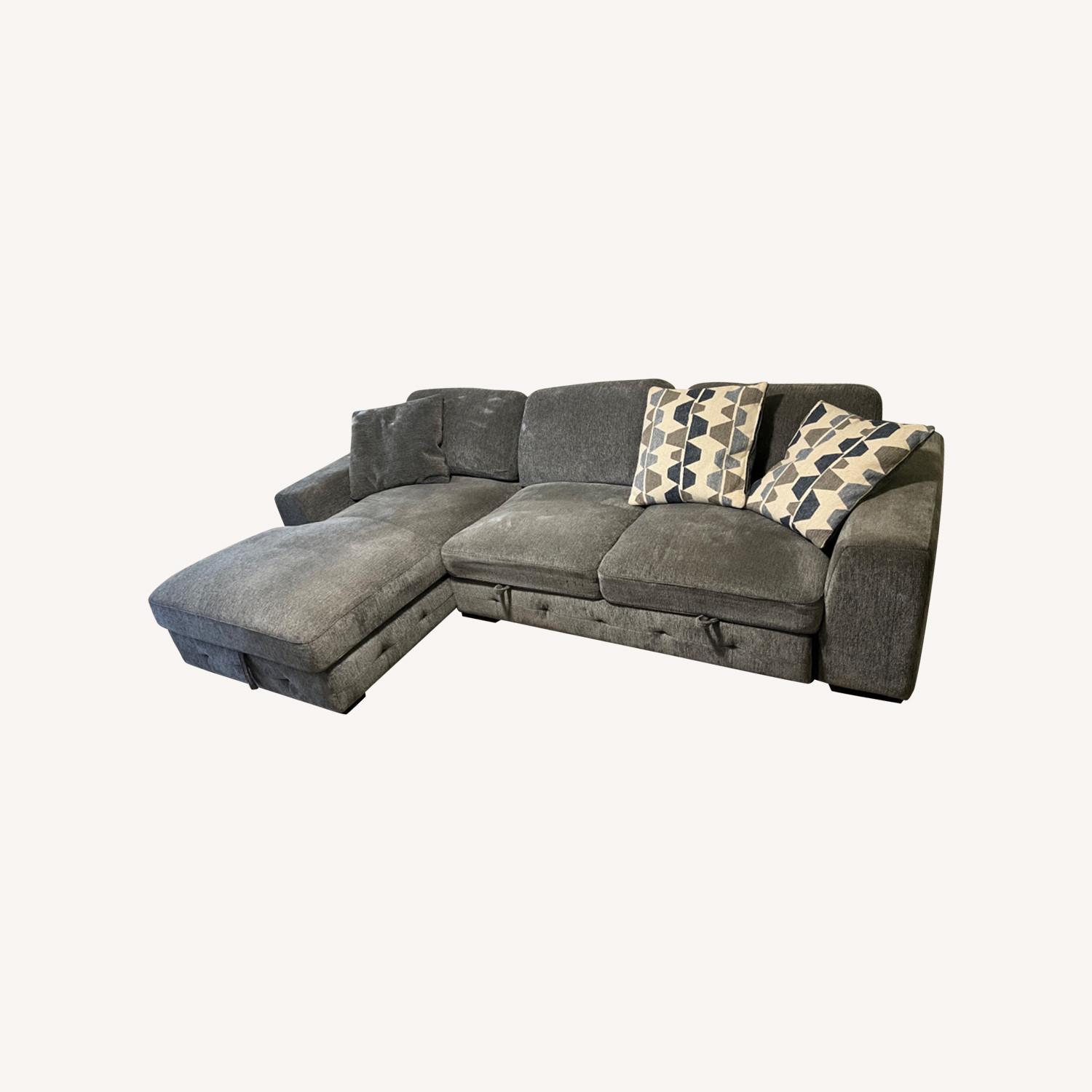 Dark Grey Sleeper Sectional - image-0