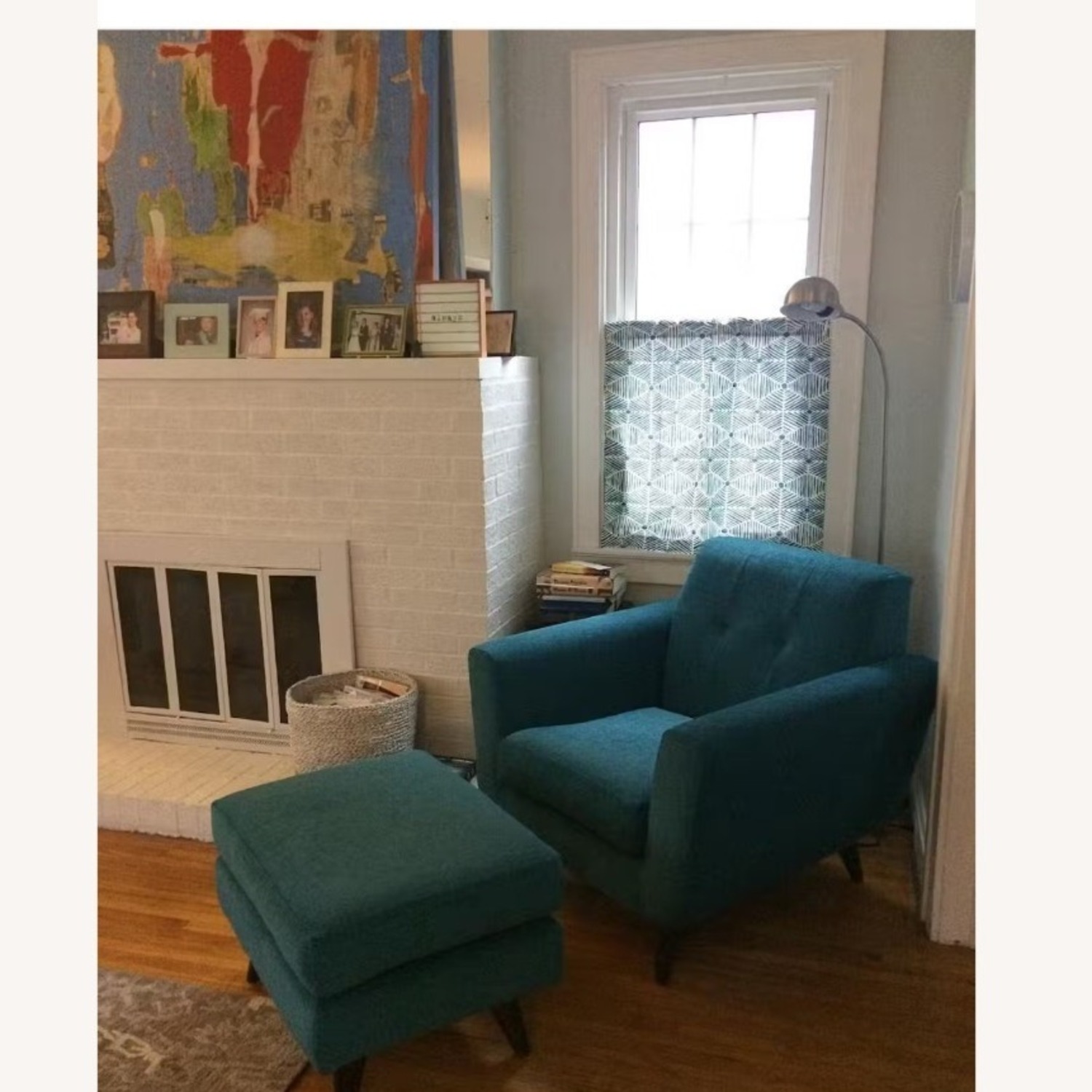 Joybird Hughes Cravery Green Fabric Ottoman - image-1