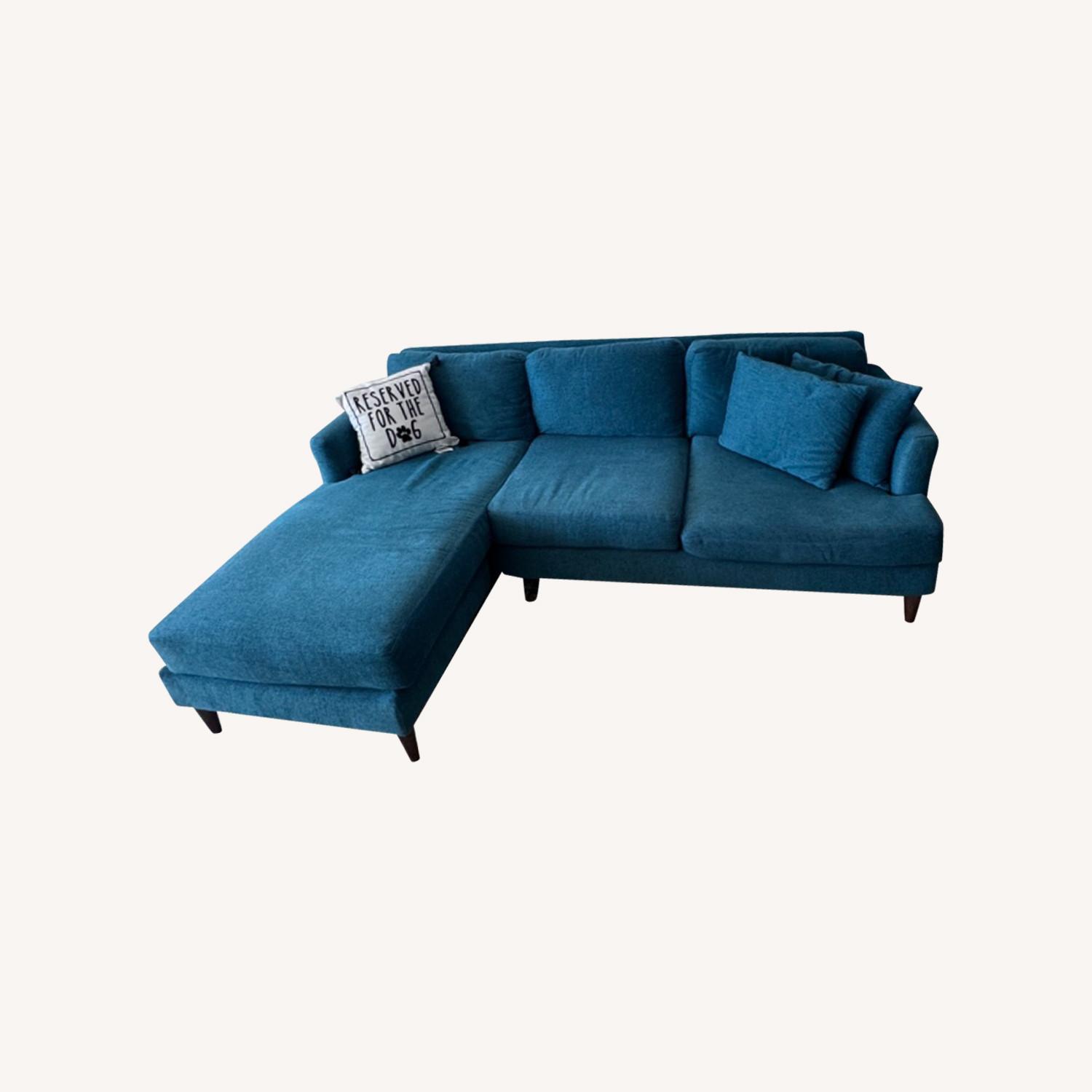 Teal Green L-shaped Couch - image-0