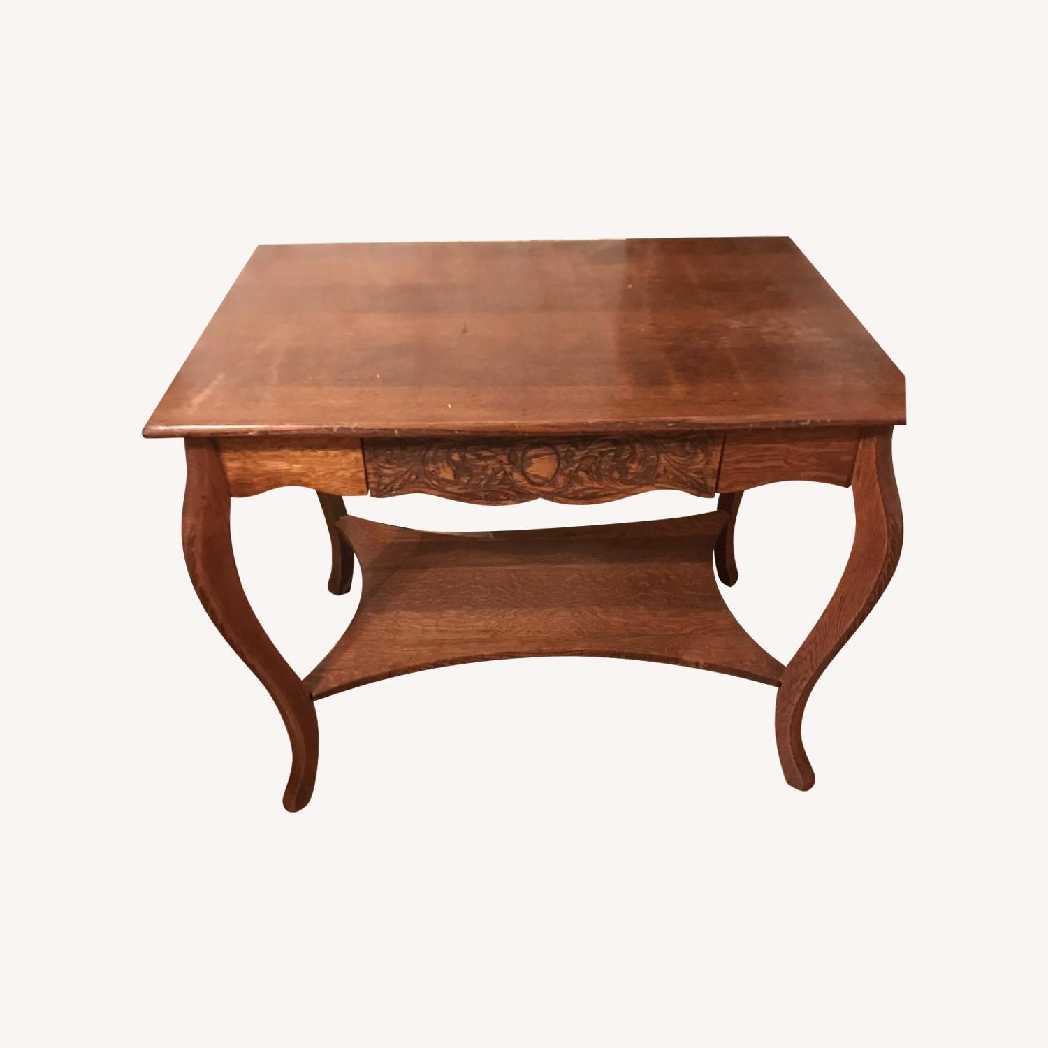 Solid Antique Oak Quatersawn Table - image-0