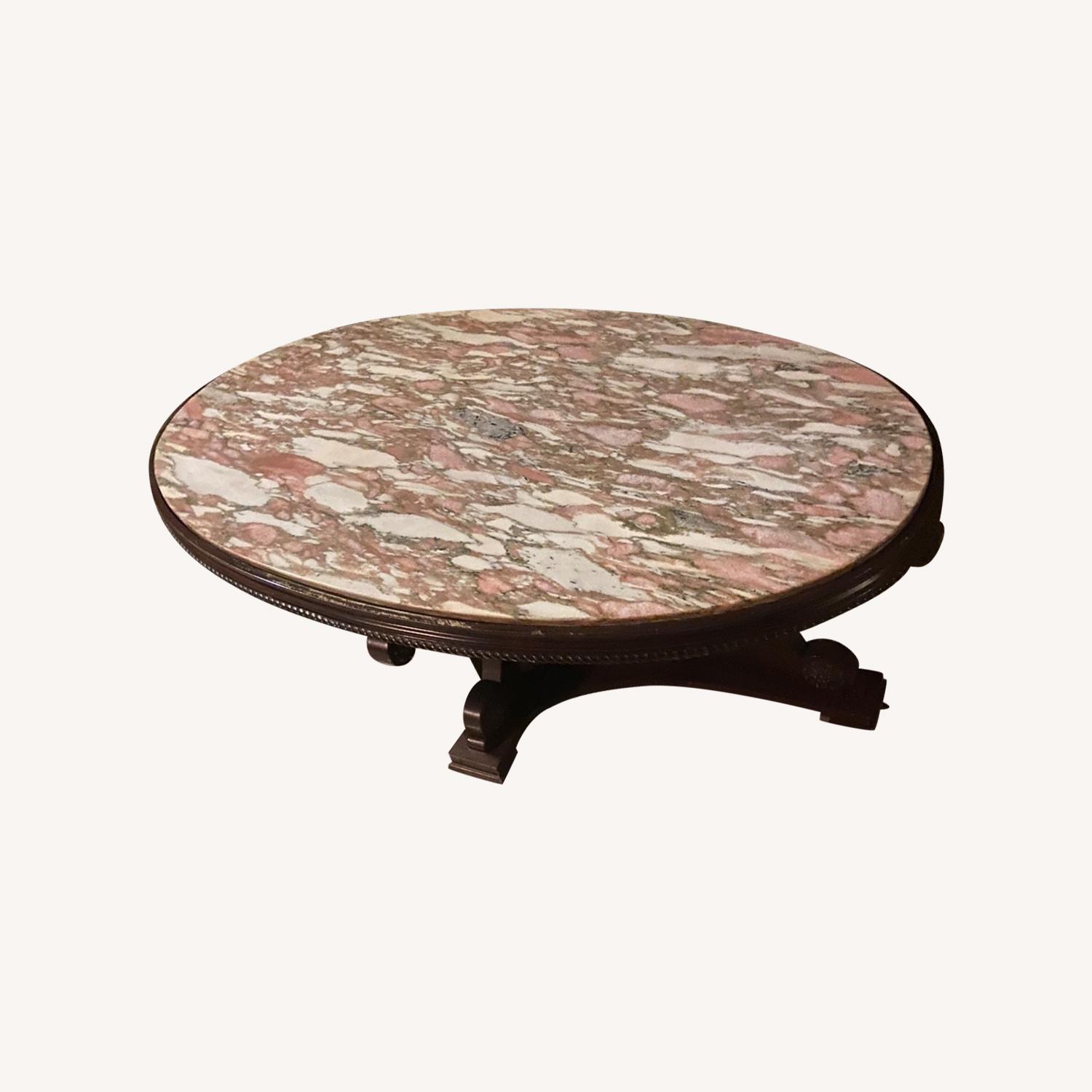 Antique Coffee Table with Marble Stone Top - image-6