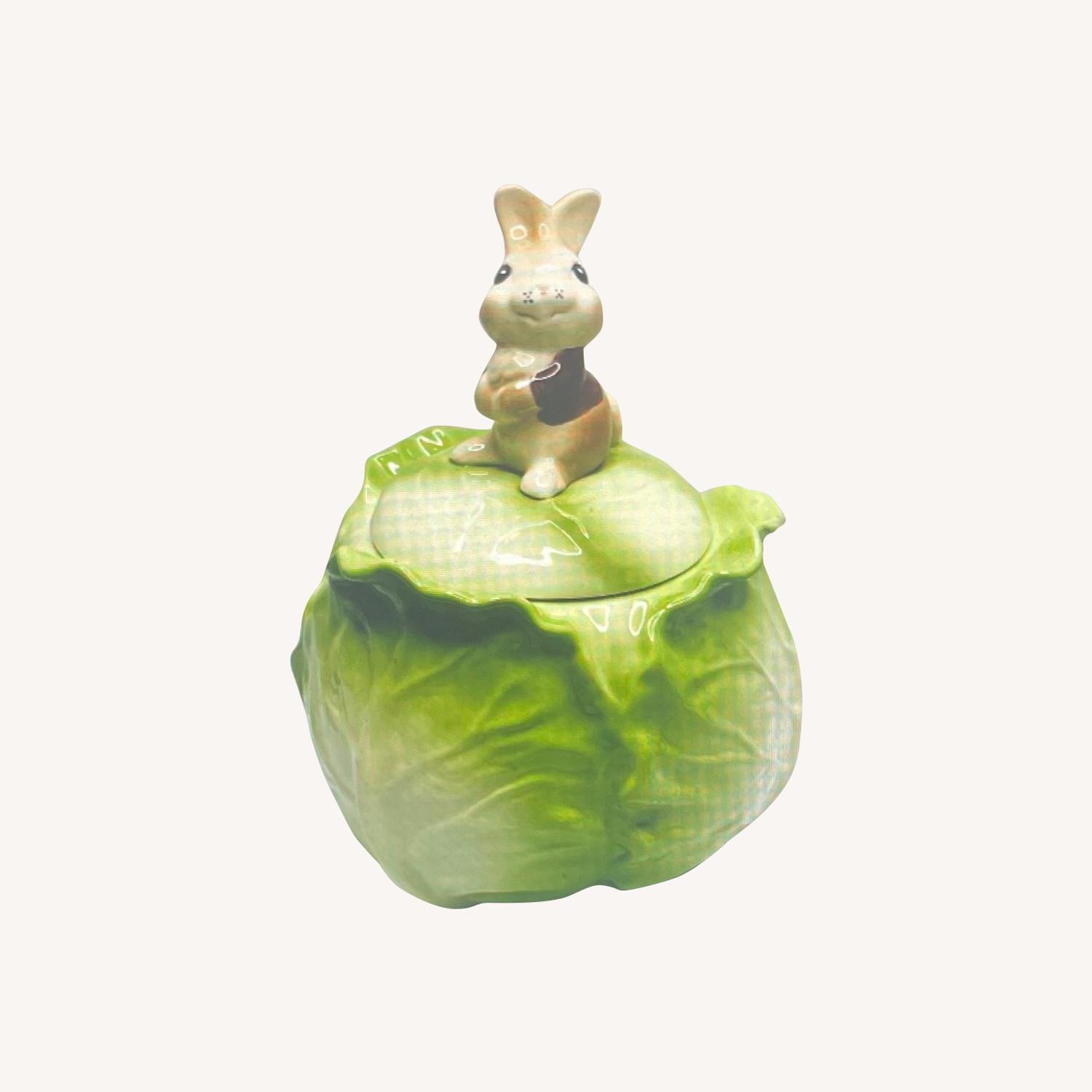 Bunny Rabbit on Cabbage Cookie Jar - image-0