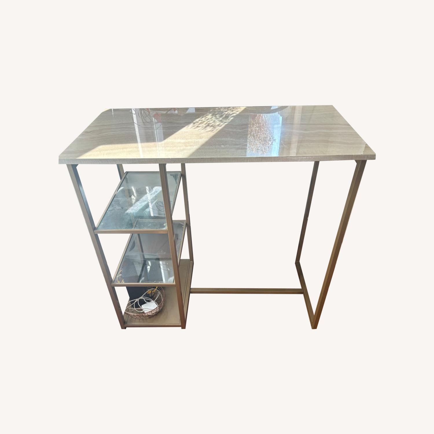 Mercury Row Marble Effect Bistro Height Table - image-0