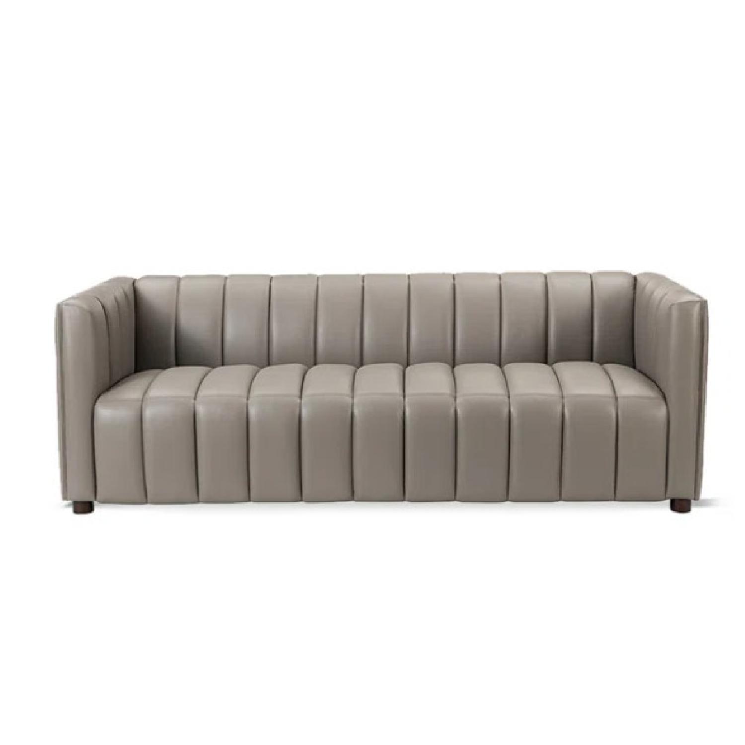 Wayfair 83" Grey Genuine Leather Sofa - image-5