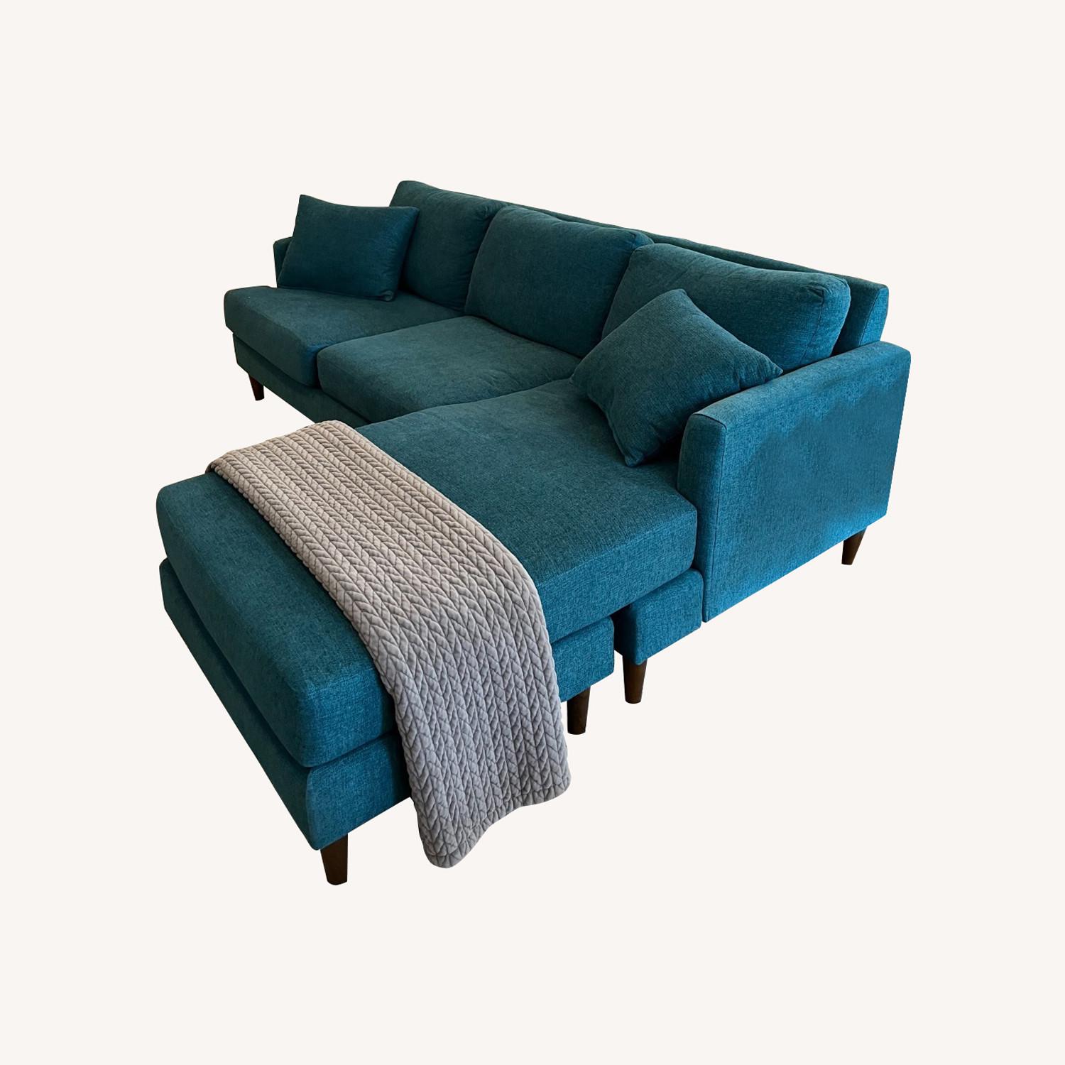 Macy's Small Sectional Sofa Peacock - image-0