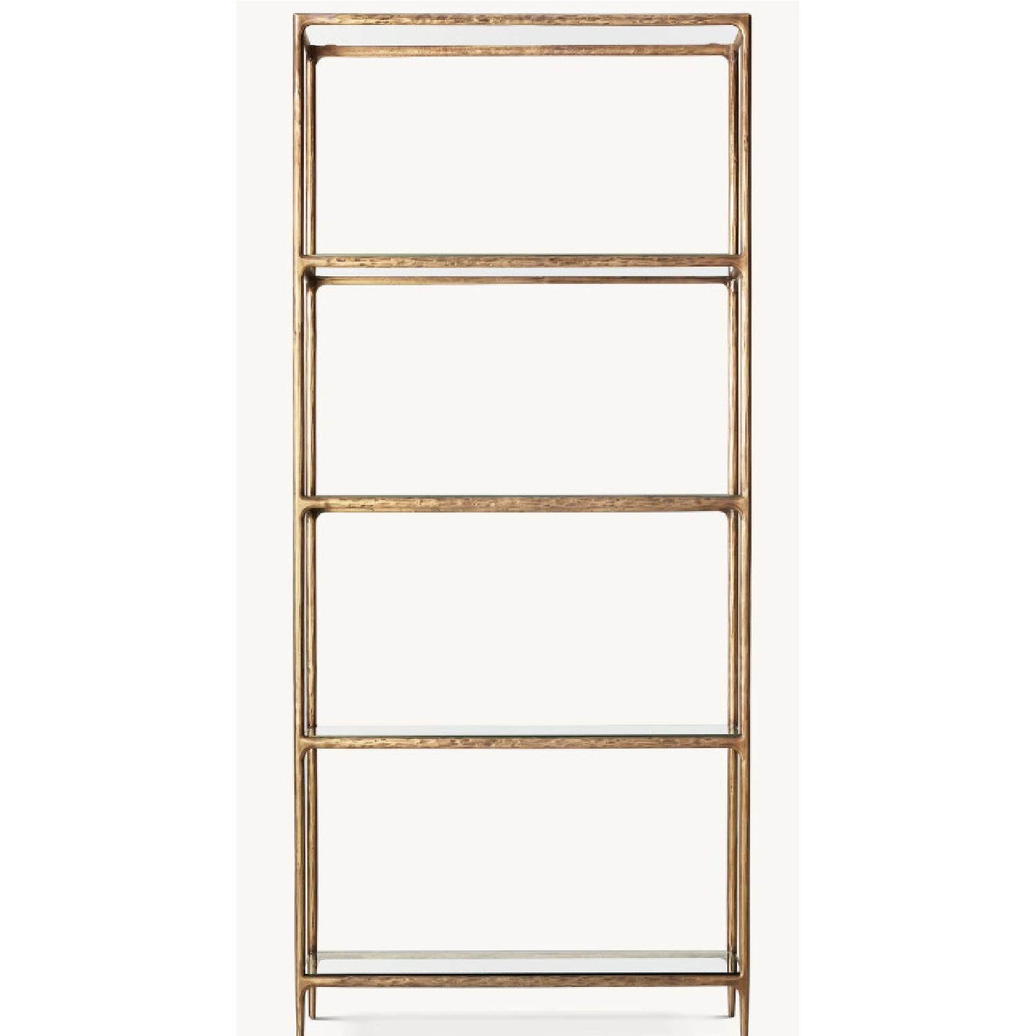 Restoration Hardware Brass & Glass Shelving Unit - image-0
