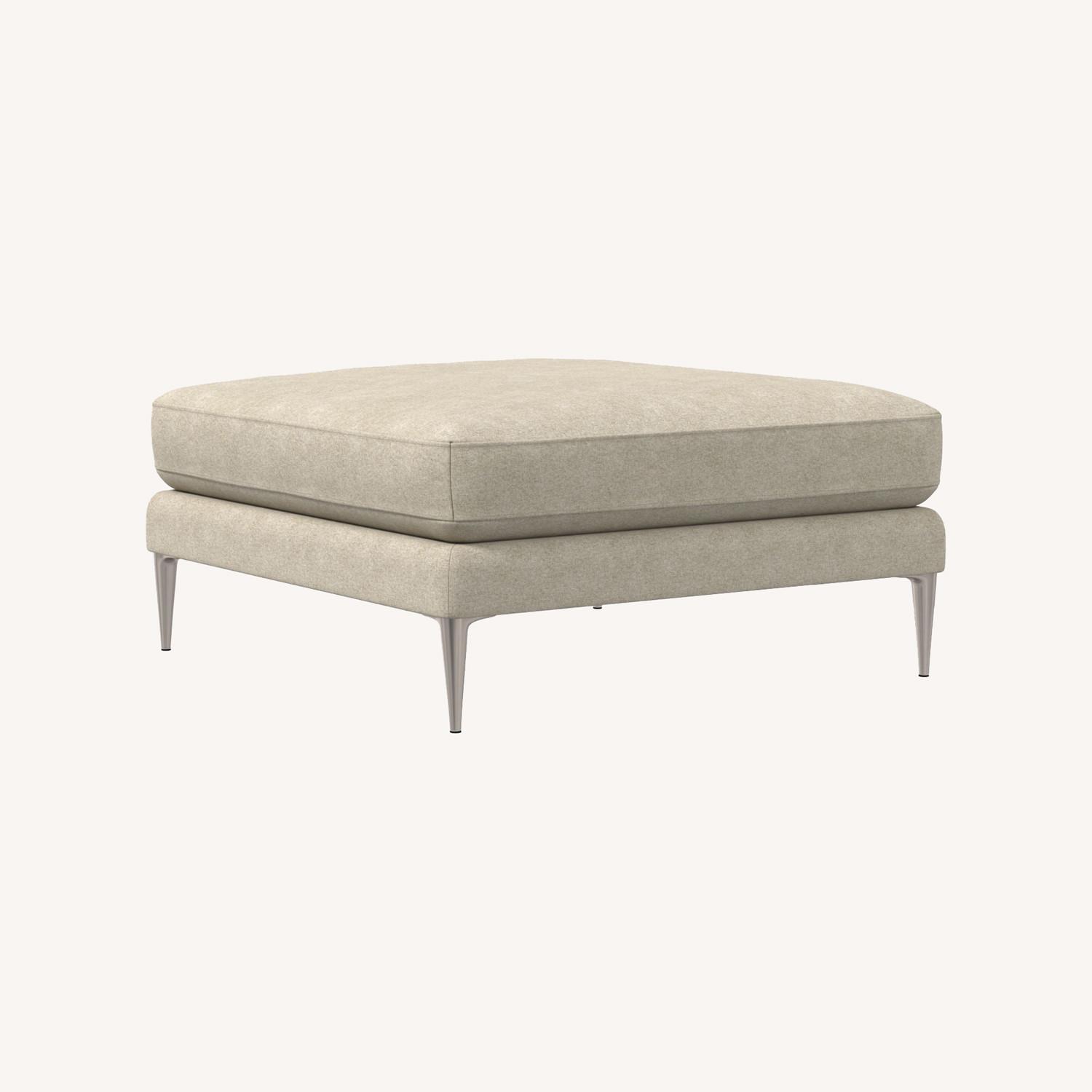 West Elm Vail Ottoman - Metal Legs - image-0