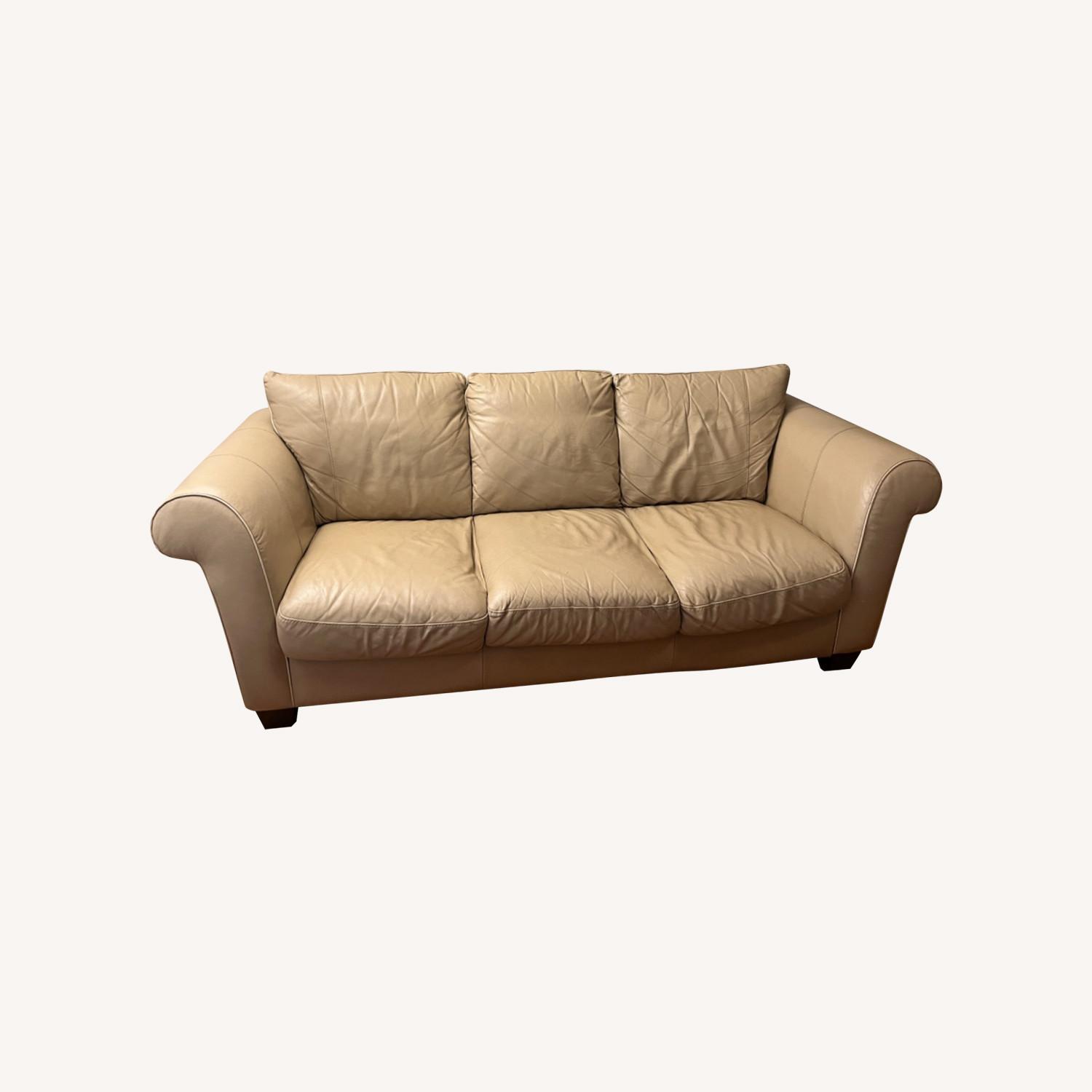 Off-White Leather Sofa by Natuzzi Italian Leather - image-0