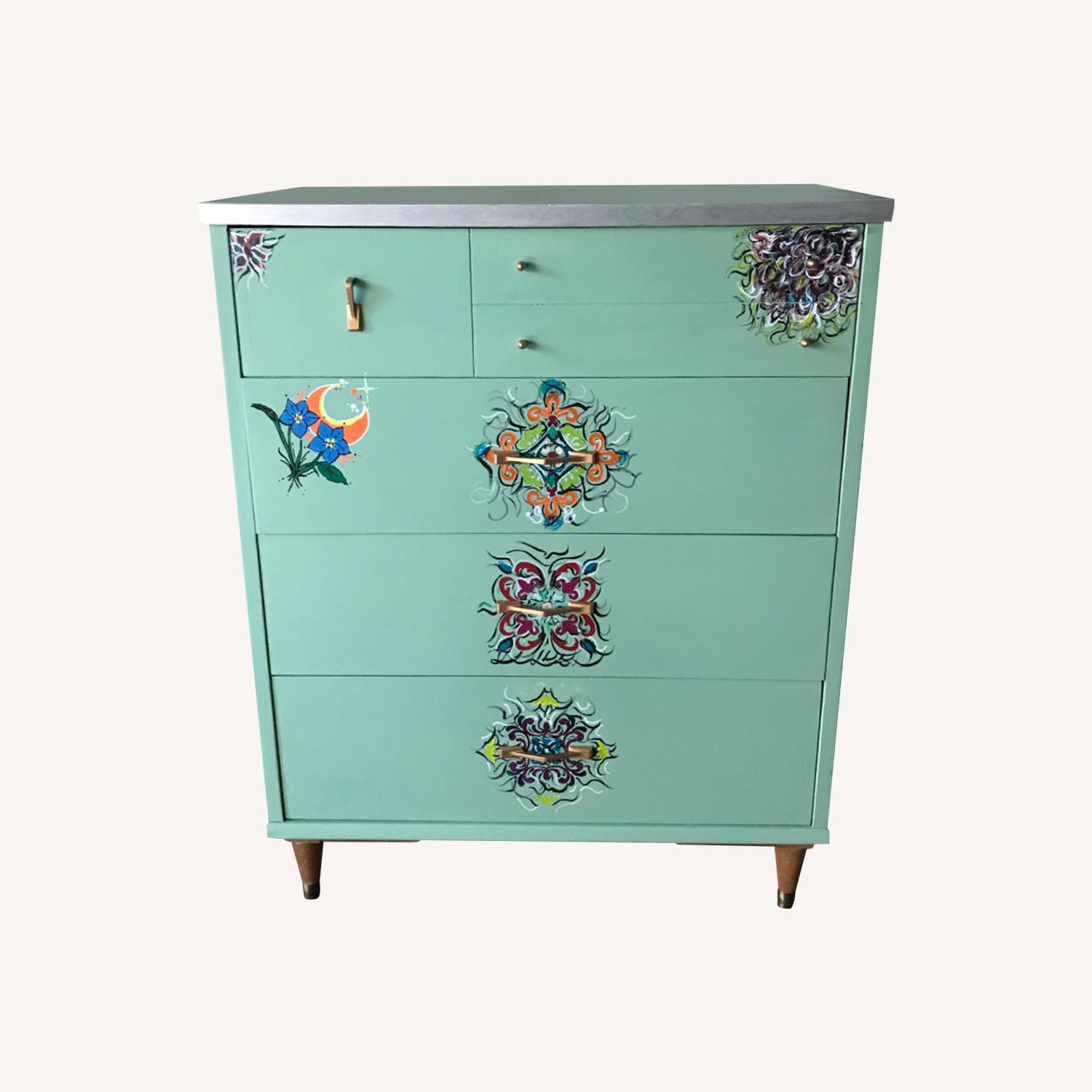 Boho Chic Hand Painted Dresser - image-0