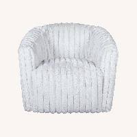 Mayfield White Soft Plush Fabric Swivel Chair