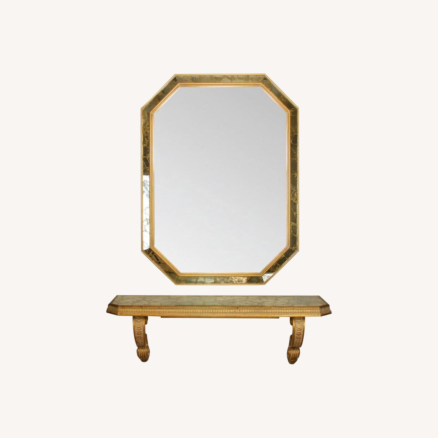 Vintage Mid-Century Mirror and Hanging Console - image-0