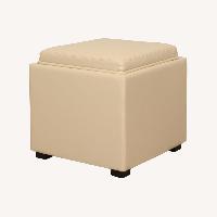 Leather Ottoman or Side Table