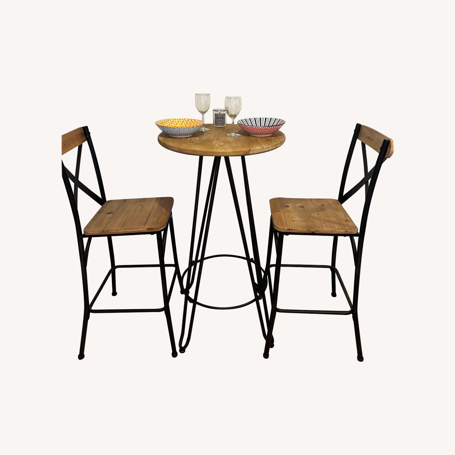 3 Piece Round Wood High Top Table and Chair Set - image-0