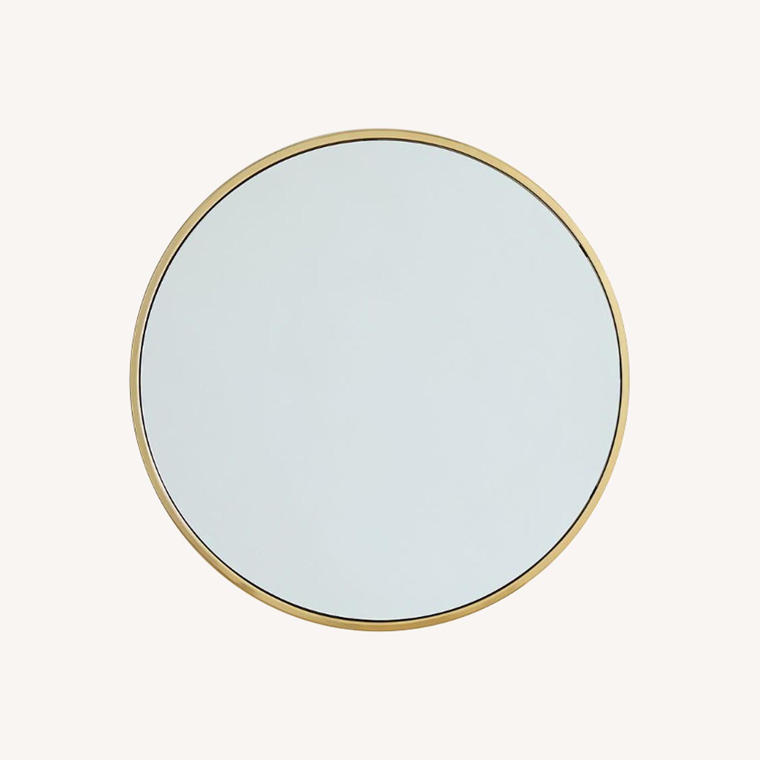 Metal Frame Round Wall Mirror 48" Antique Brass - image-0