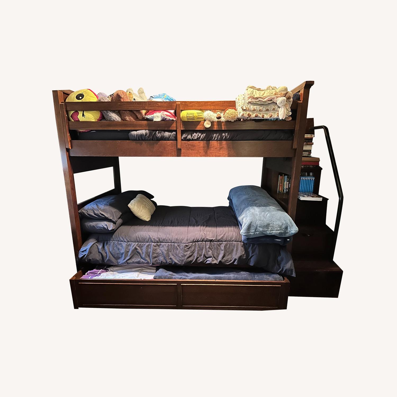 Macy's Bunk Beds with Trundle and Book Shelf Staircase - image-0