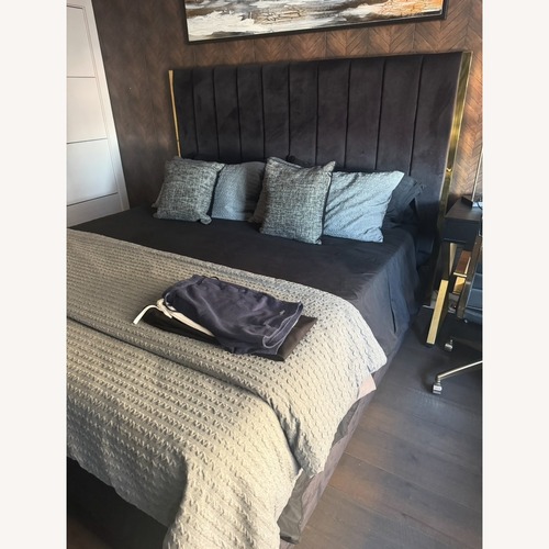 Used Upholstered King Size Panel Bed for sale on AptDeco