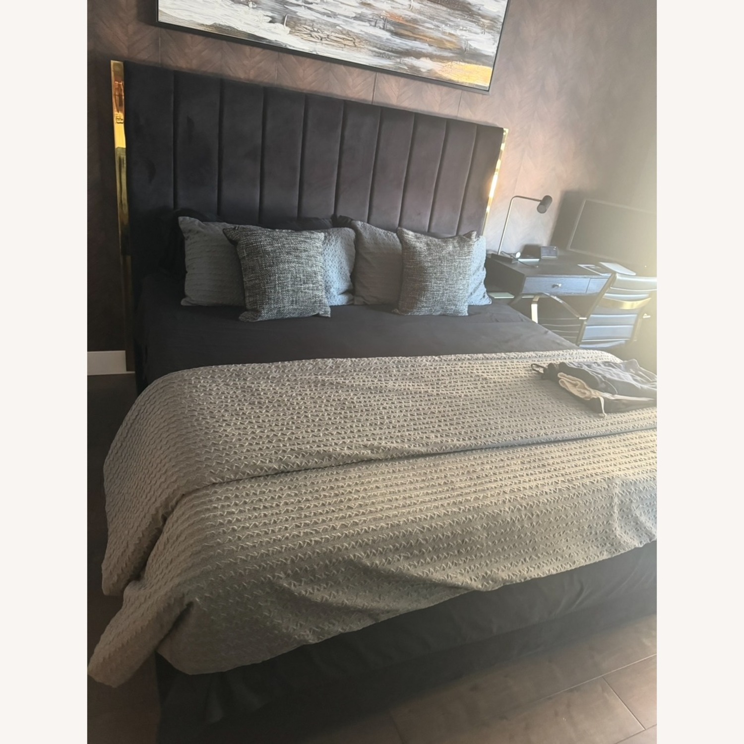 Upholstered King Size Panel Bed - image-0