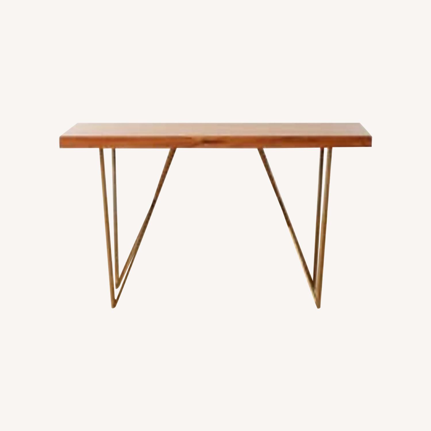 CB2 Dylan Brass Medium Acacia Dining Table - image-0