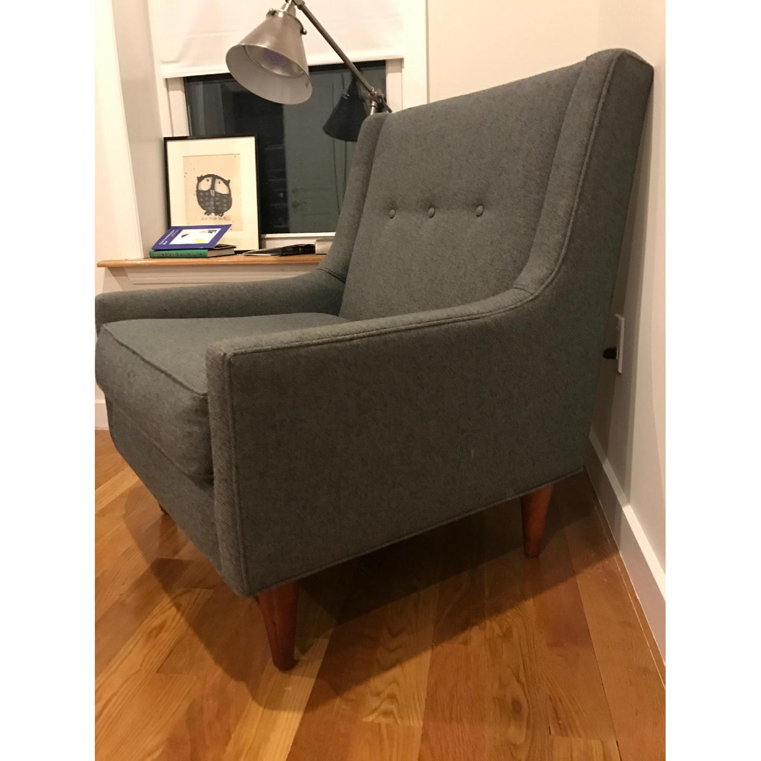 Maxwell Blake Mid Century Modern Upholstered Chair & Ottoman - image-3