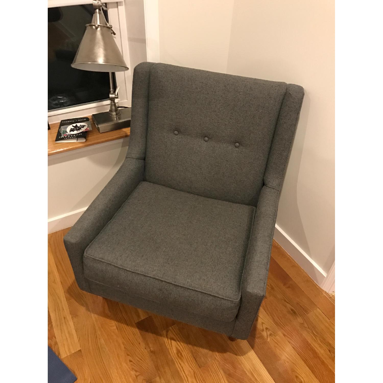 Maxwell Blake Mid Century Modern Upholstered Chair & Ottoman - image-4