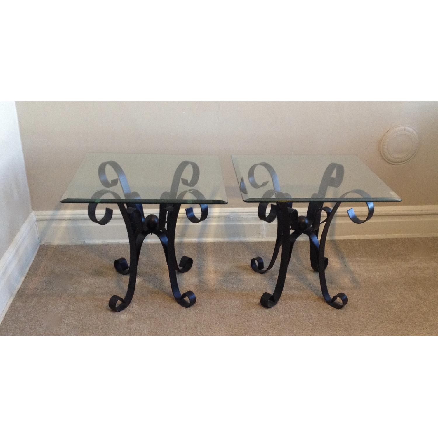 Wrought Iron Glass Side Tables - image-1