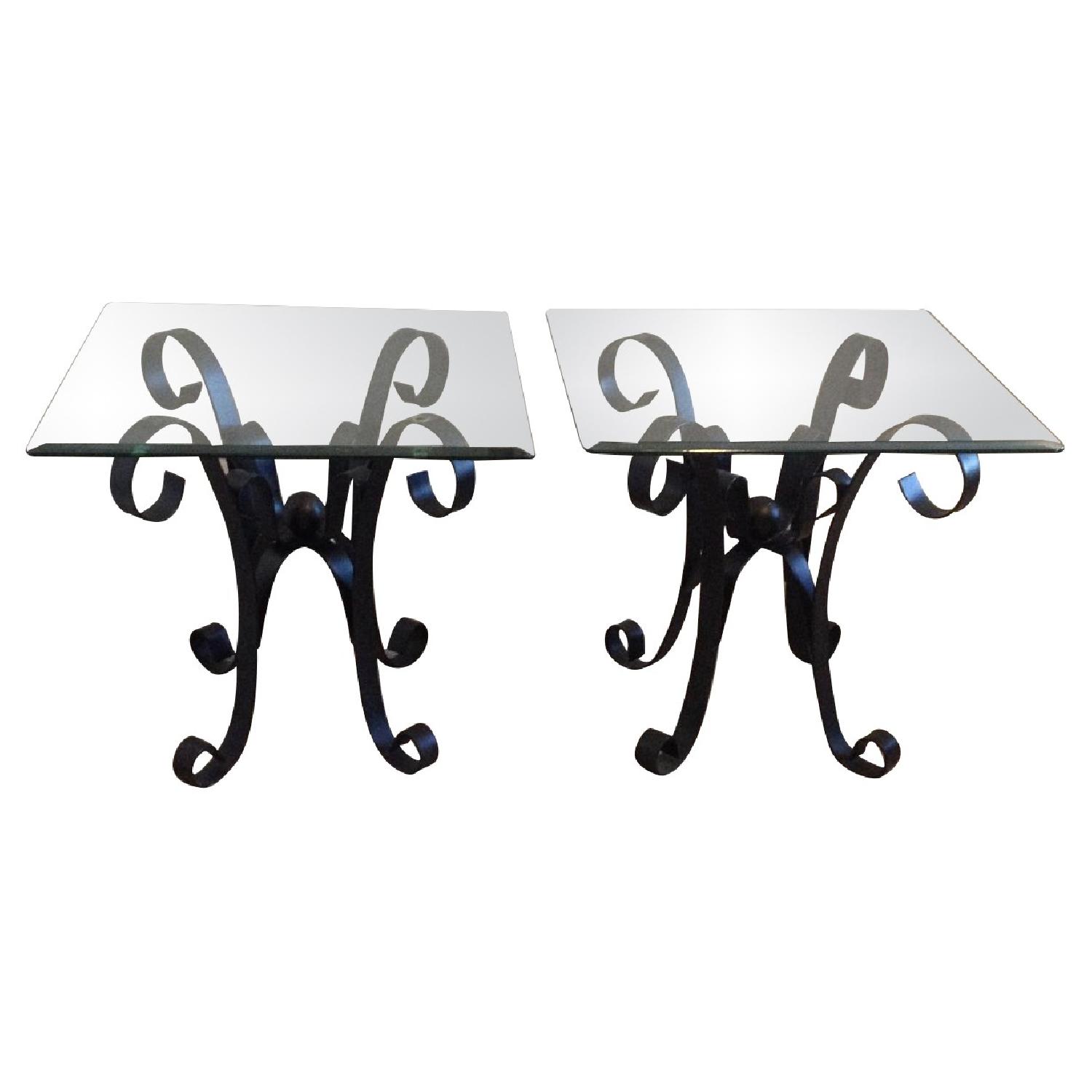 Wrought Iron Glass Side Tables AptDeco