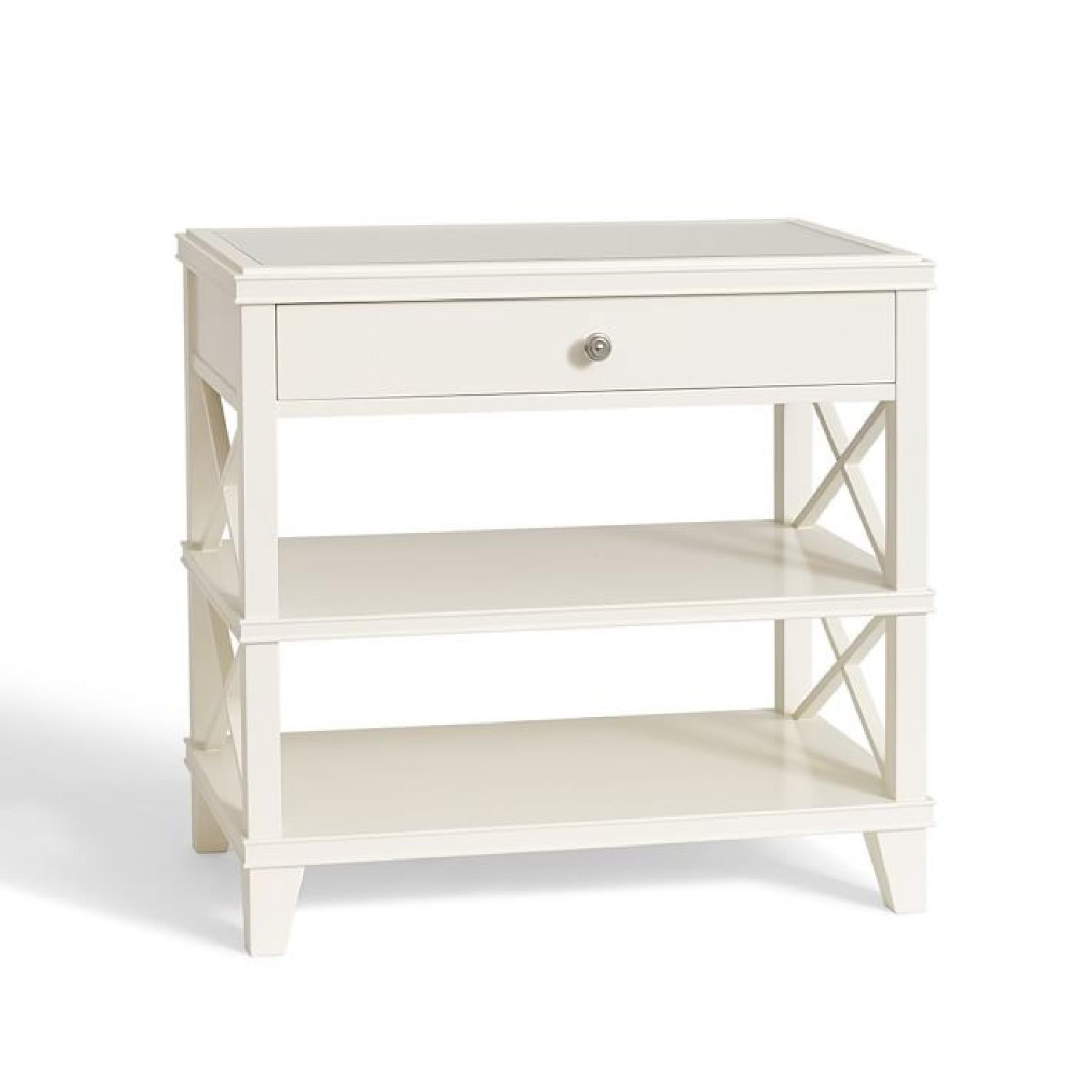 Pottery Barn Clara Wide Bedside Tables in Sky White - image-1
