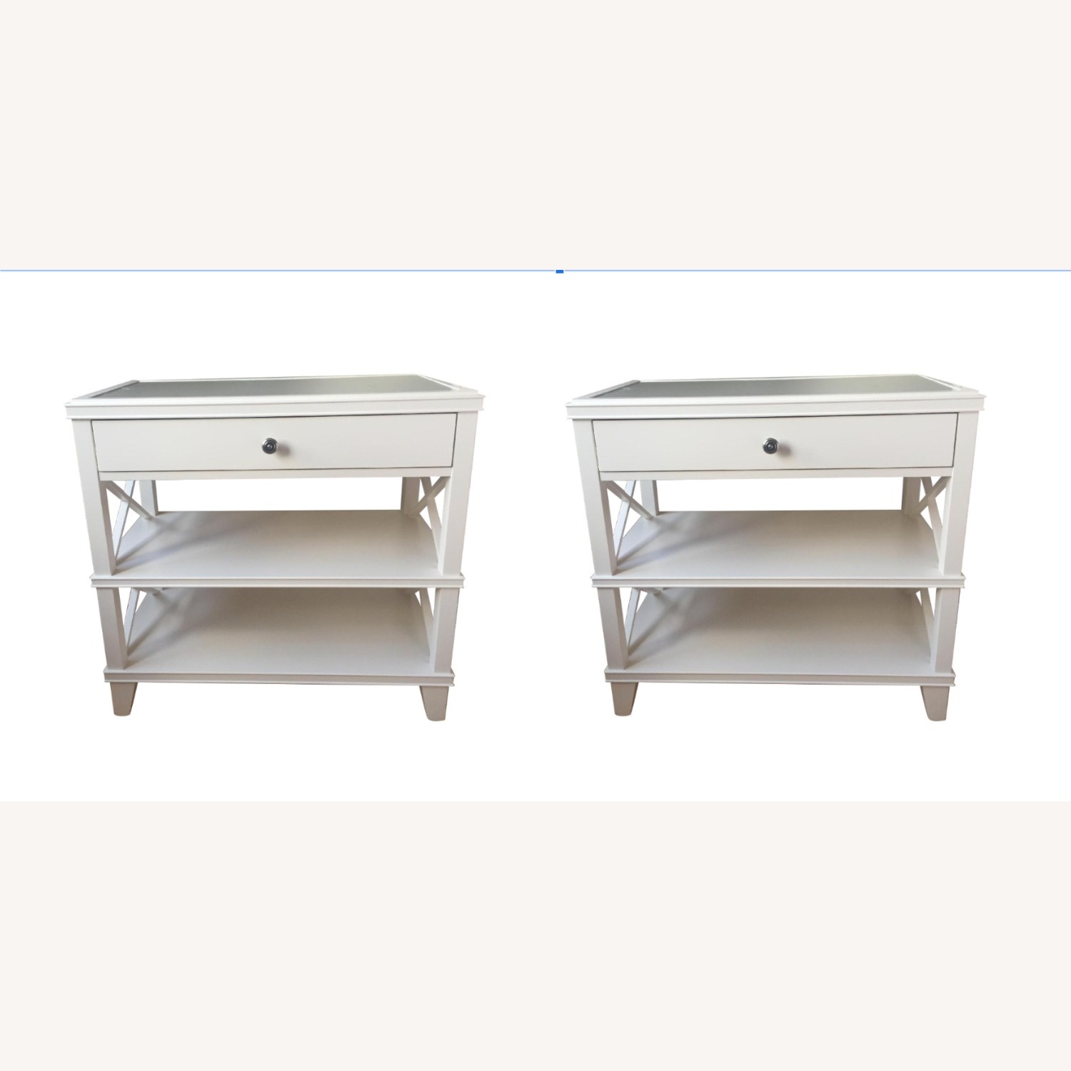 Pottery Barn Clara Wide Bedside Tables in Sky White - image-0