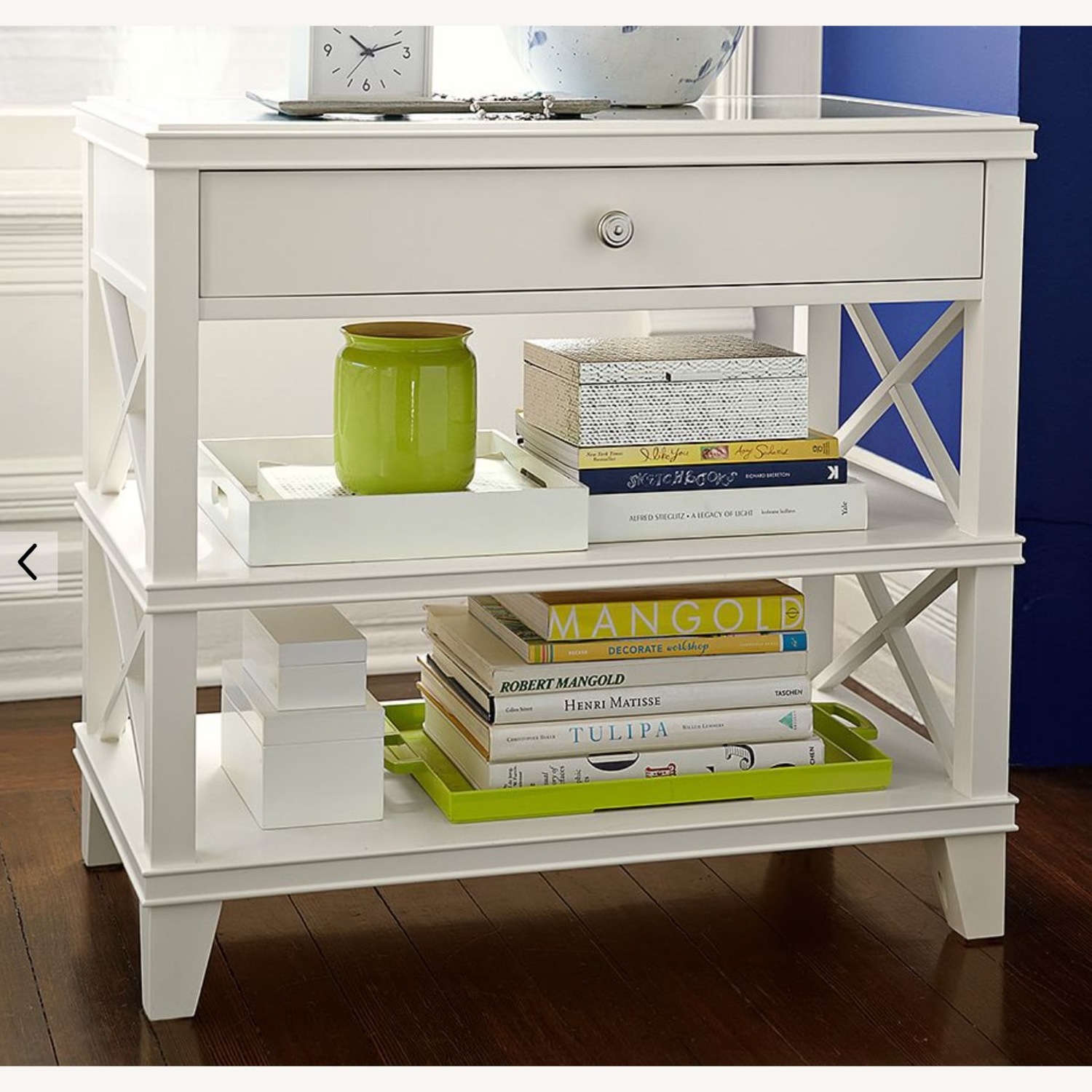 Pottery Barn Clara Wide Bedside Tables in Sky White - image-9