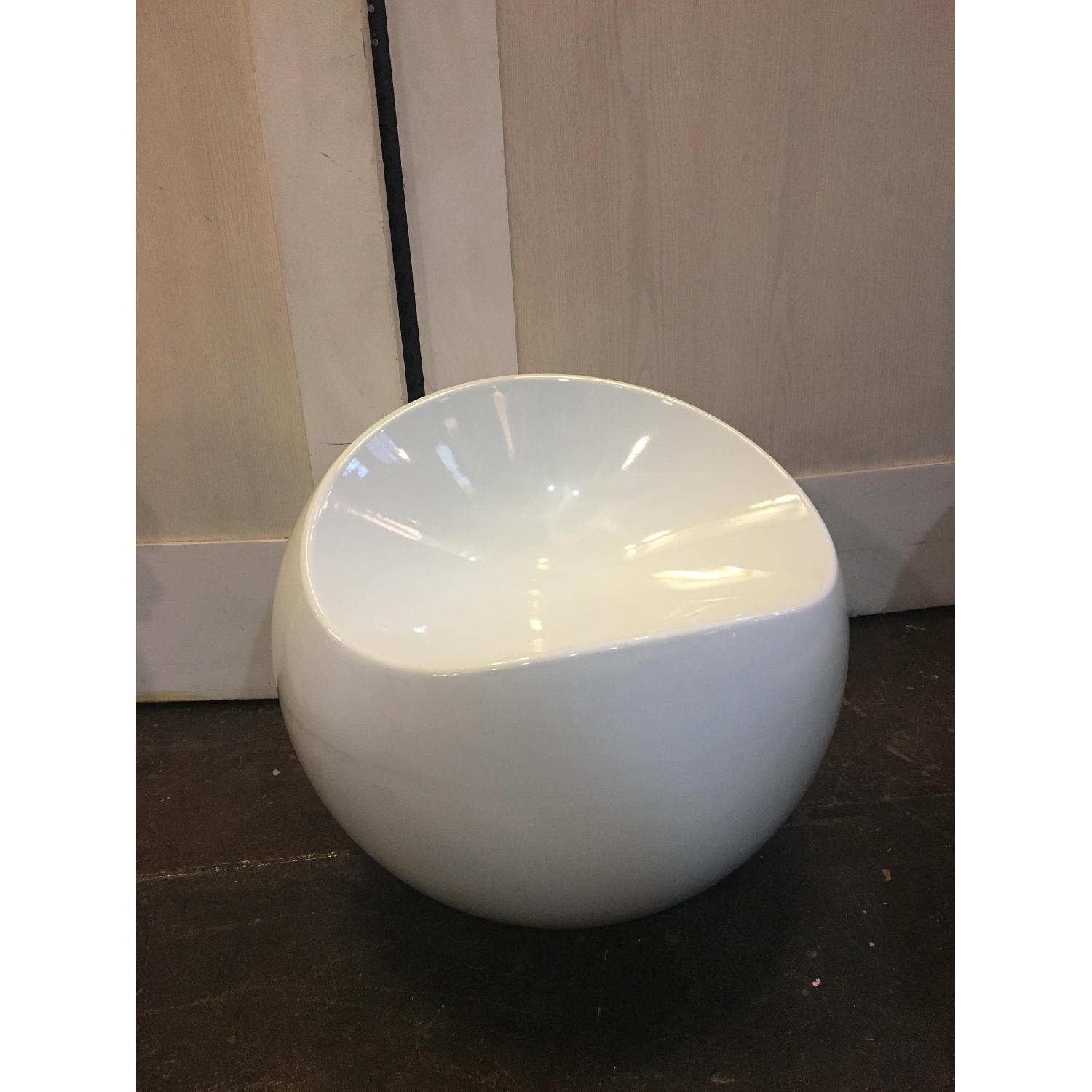 Contemporary White Round Accent Chair - image-2