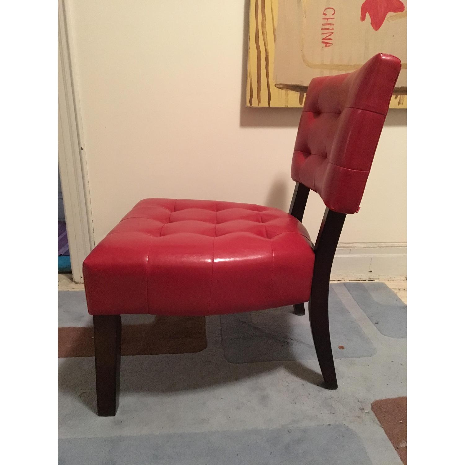 Red Faux Leather Tufted Chair - image-2