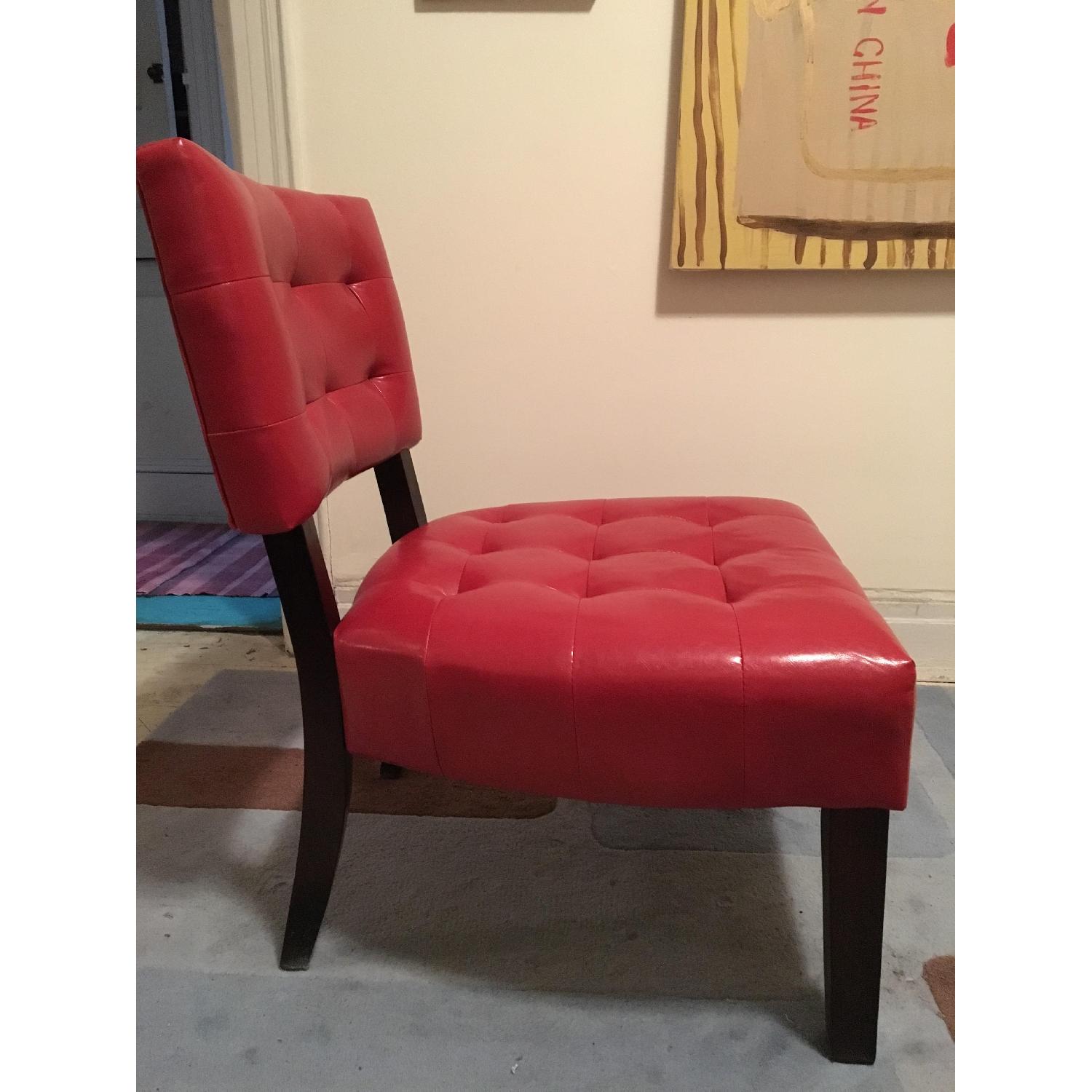Red Faux Leather Tufted Chair - image-3