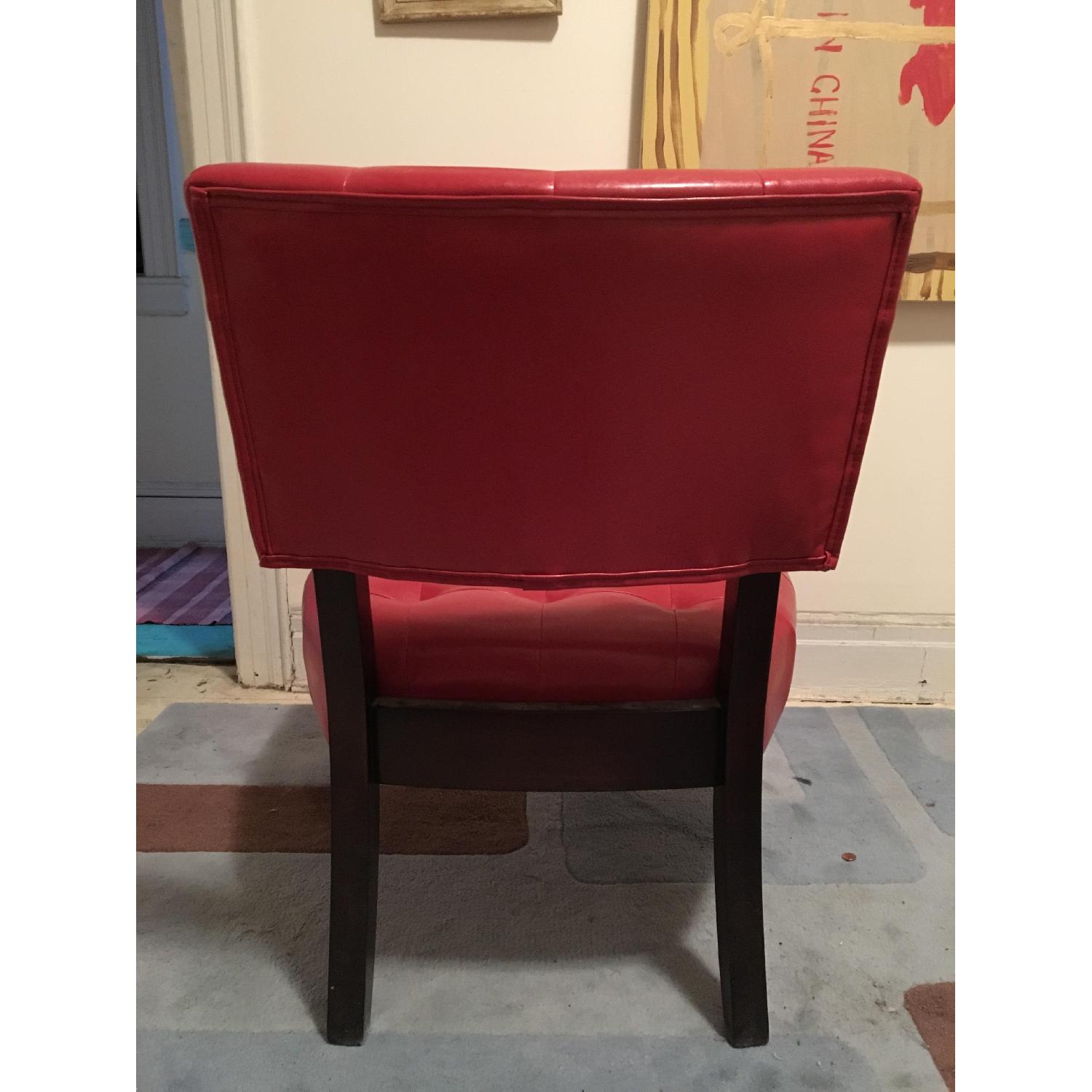 Red Faux Leather Tufted Chair AptDeco