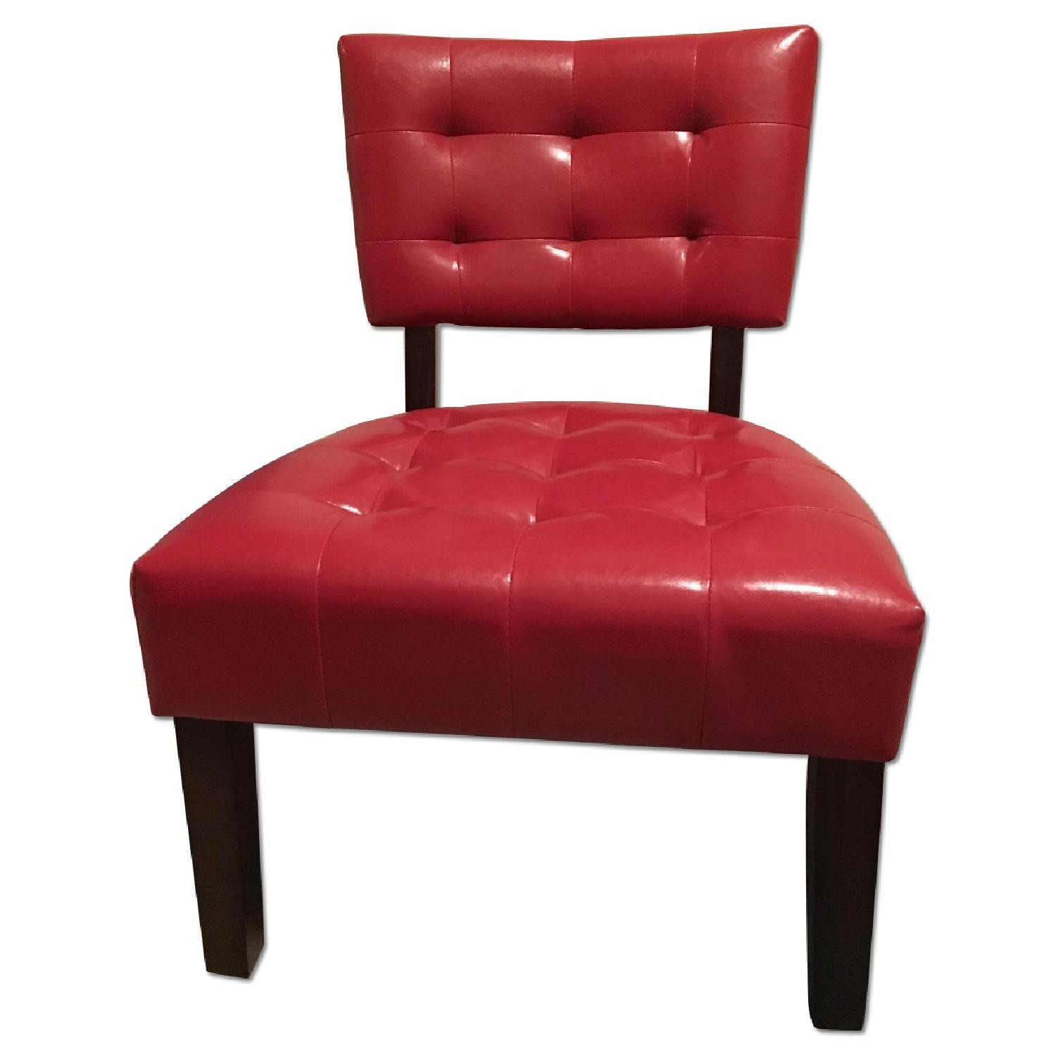 Red Faux Leather Tufted Chair - image-0