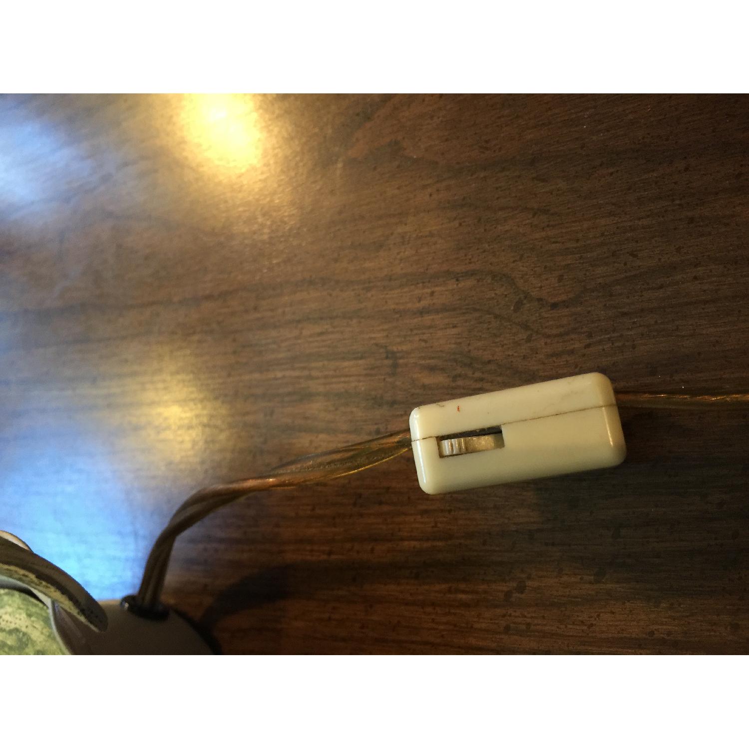 Vintage Metal Flower Lamp w/ Mother of Pearl Shade - image-9