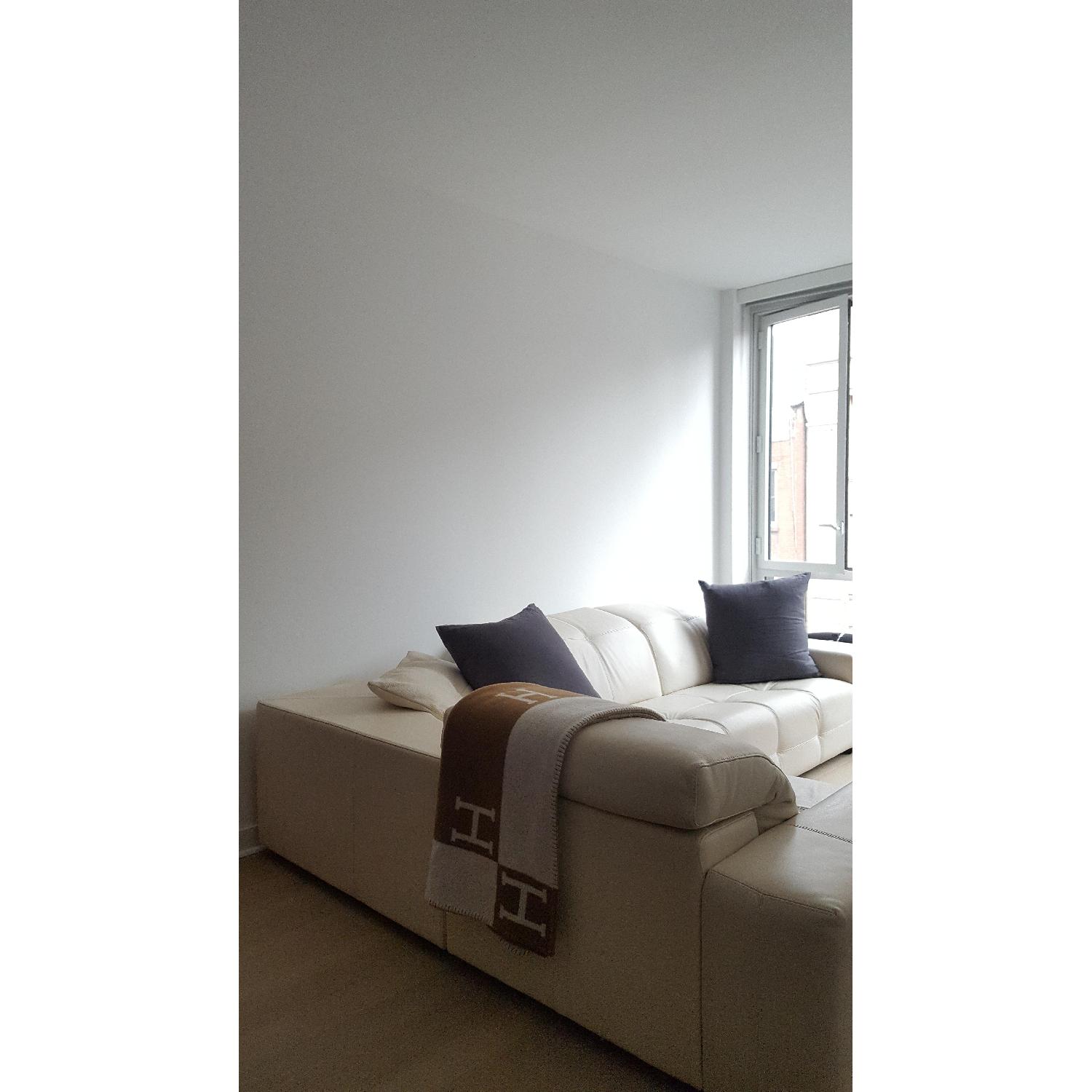 Natuzzi White Leather Sectional Sofa - image-1