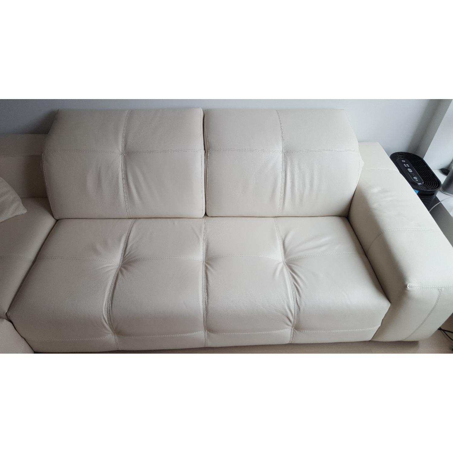 Natuzzi White Leather Sectional Sofa - image-3