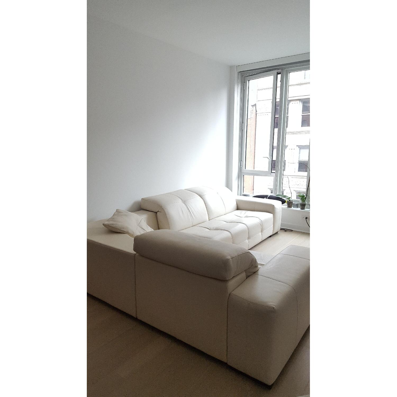 Natuzzi White Leather Sectional Sofa - image-4